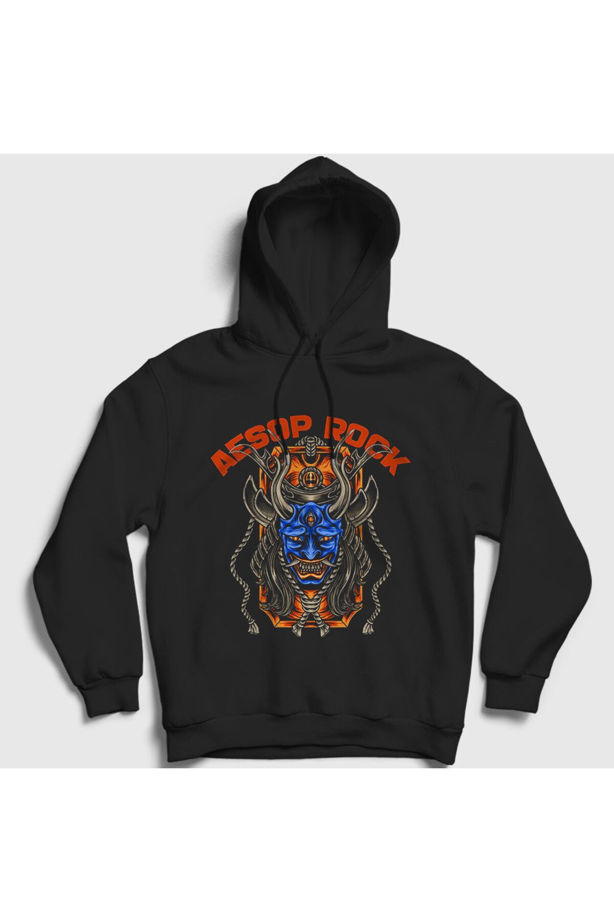 Presmono Unisex Siyah Oni Aesop Rock Kapüşonlu Sweatshirt 544510tt
