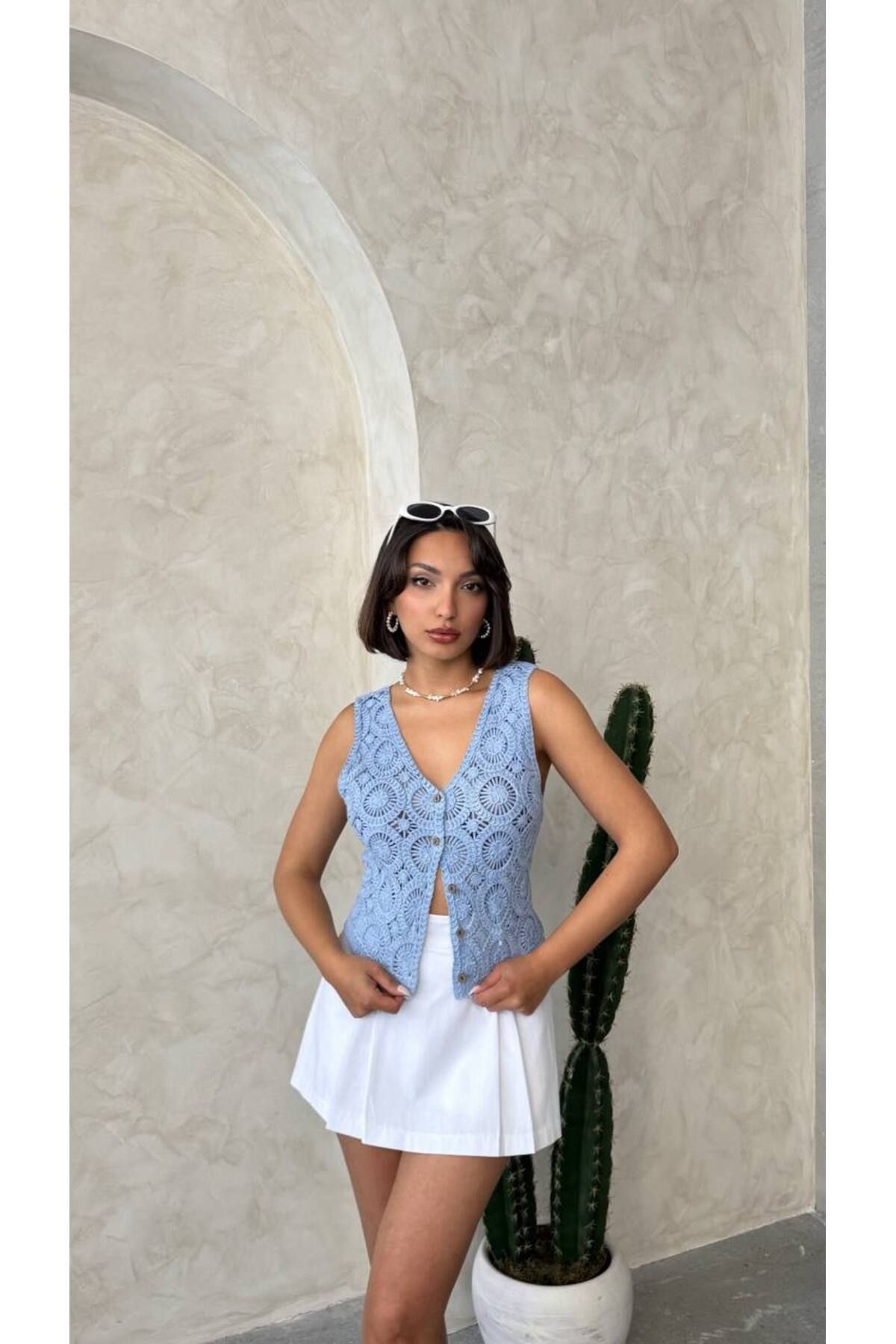 369 etnik butik “Summer Bloom” Örgü Yelek