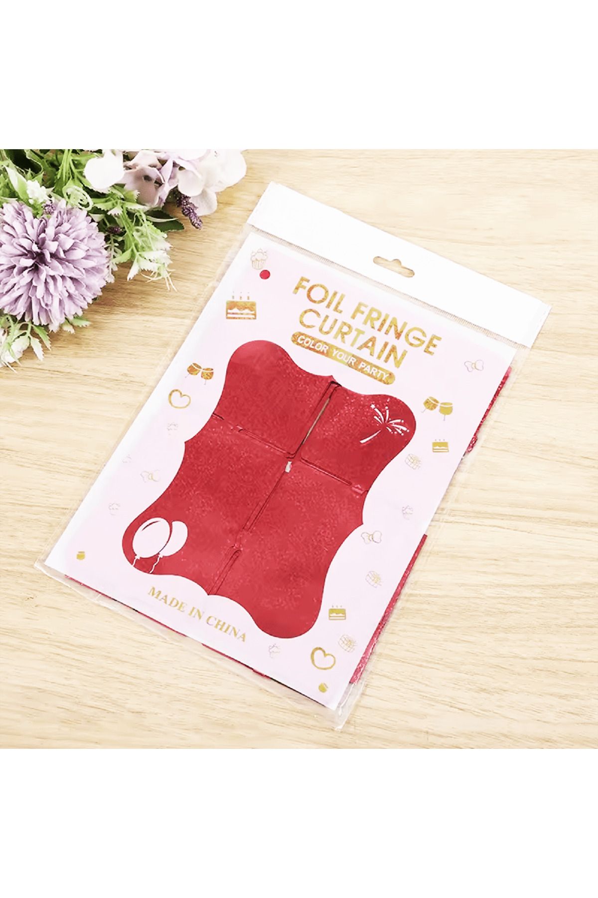 Avantaj Kapıda ® Kırmızı Renk Dikdörtgen Kesim Parlak Sim Görünümlü Fon Perde Dekor 1x2 Metre