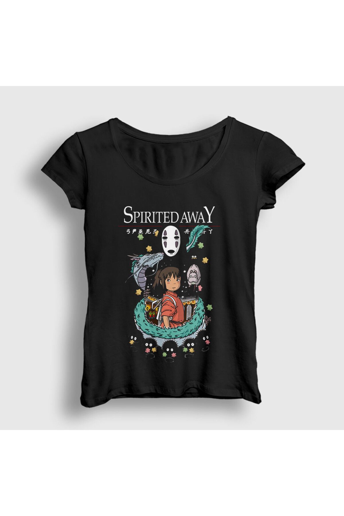 Presmono Kadın Siyah Poster Chihiro Spirited Away T-Shirt 544572tt