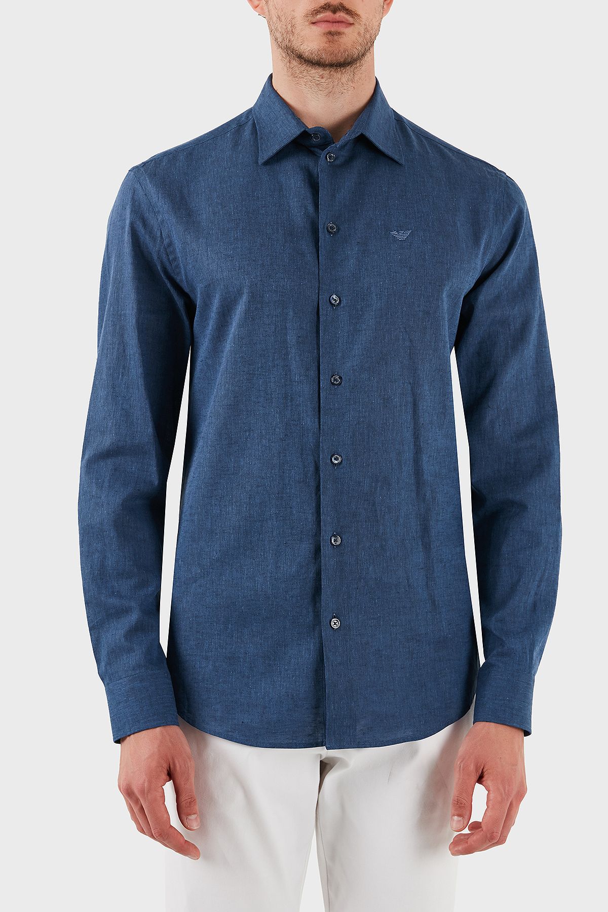Emporio Armani Keten Karışımlı Regular Fit Klasik Yaka Gömlek Erkek Gömlek Em000099 Te14112 Ob006