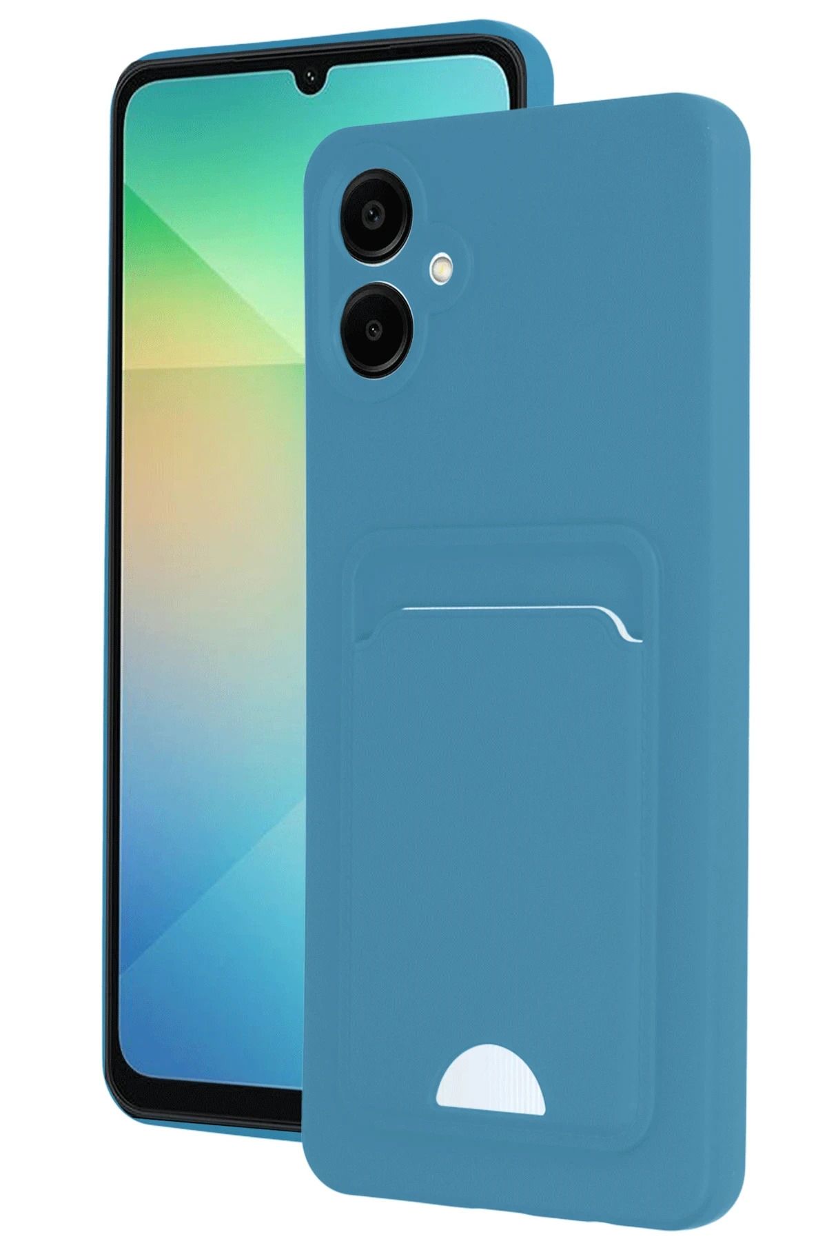 NewFace Samsung Galaxy A06 Kılıf Kelvin Kartvizitli Silikon - Mavi GLSTD