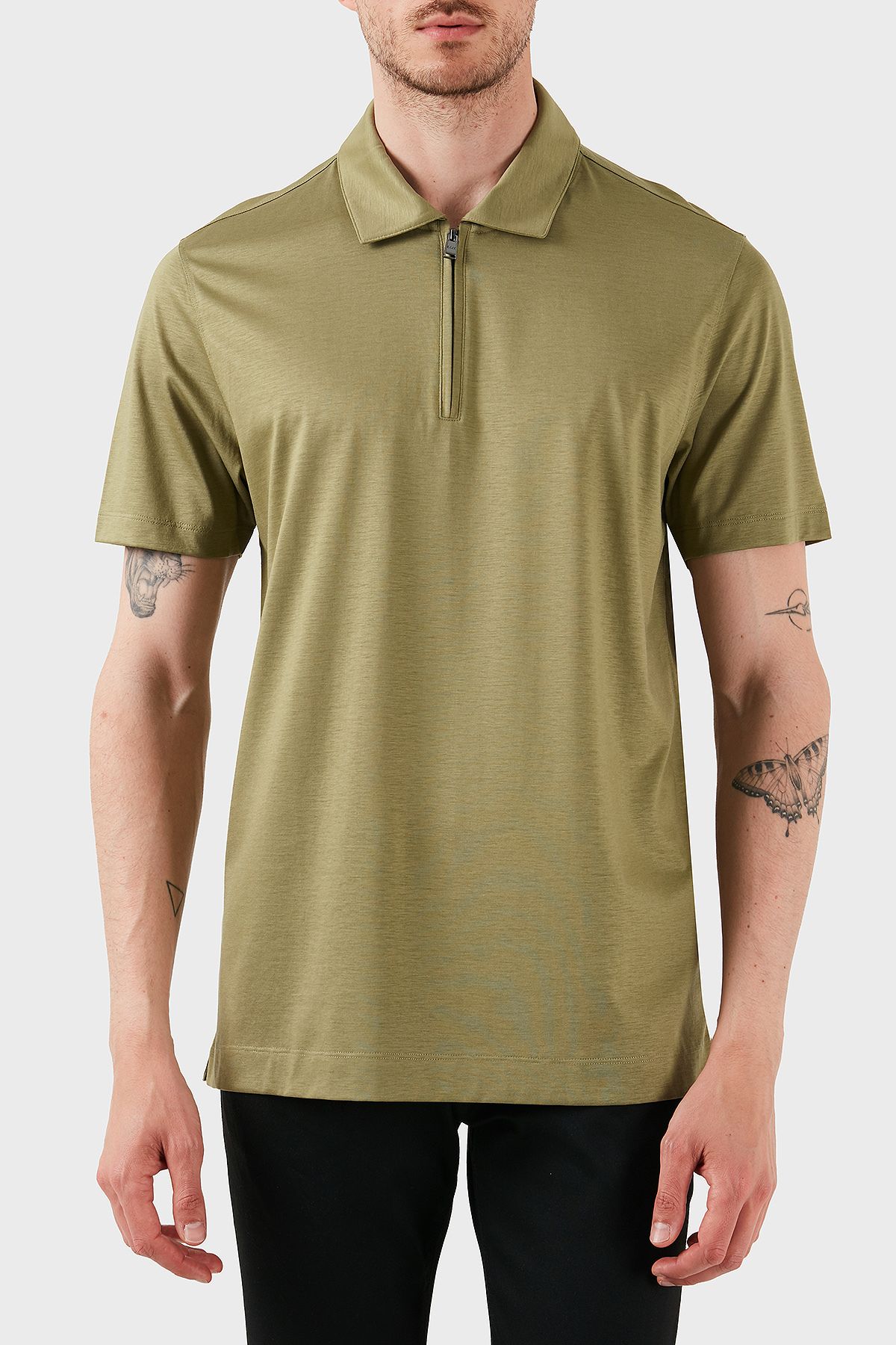BOSS Pamuk Karışımlı Regular Fit Yarım Fermuarlı Polo Yaka T Shirt Erkek T SHİRT 50537954 311