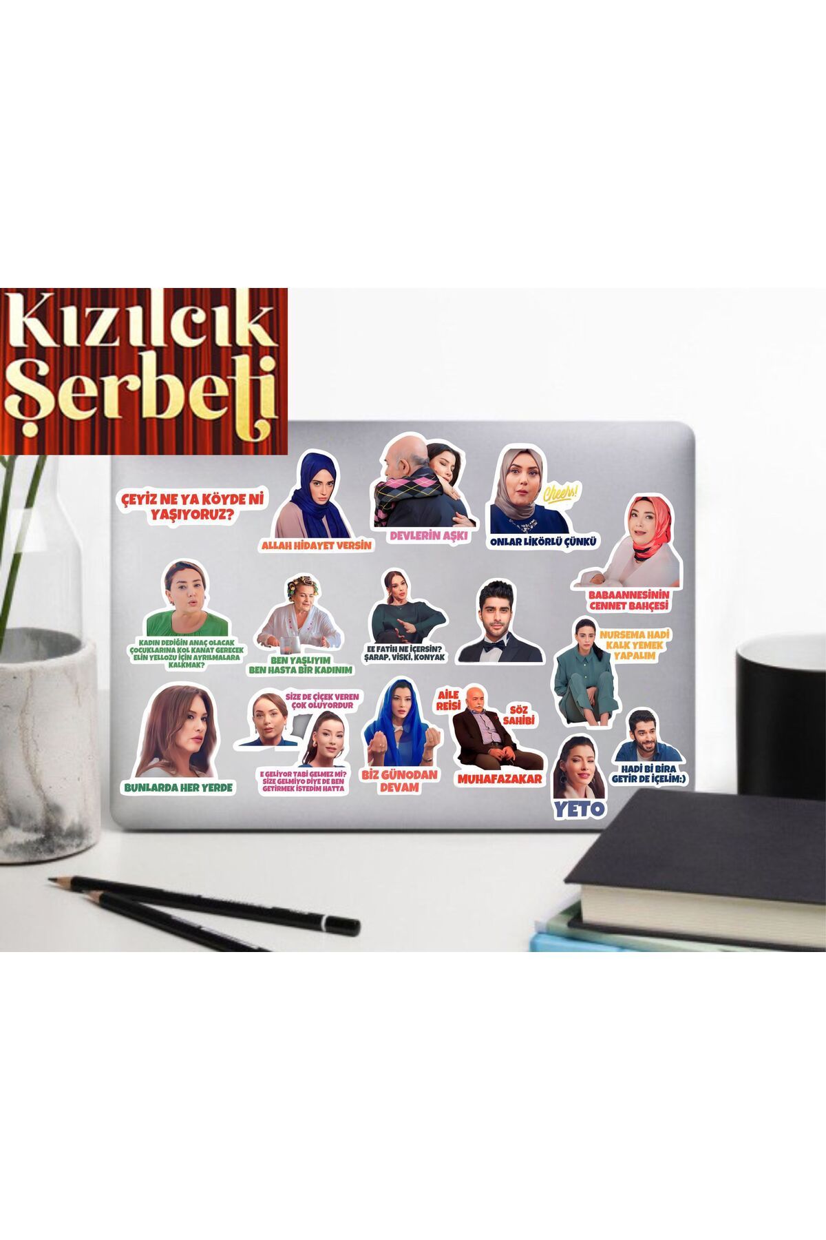 hediyenebak Kızılcık Şerbeti Sticker Seti | Laptop Ajanda PC Tablet Telefon Defter Etiket Bullet Journal