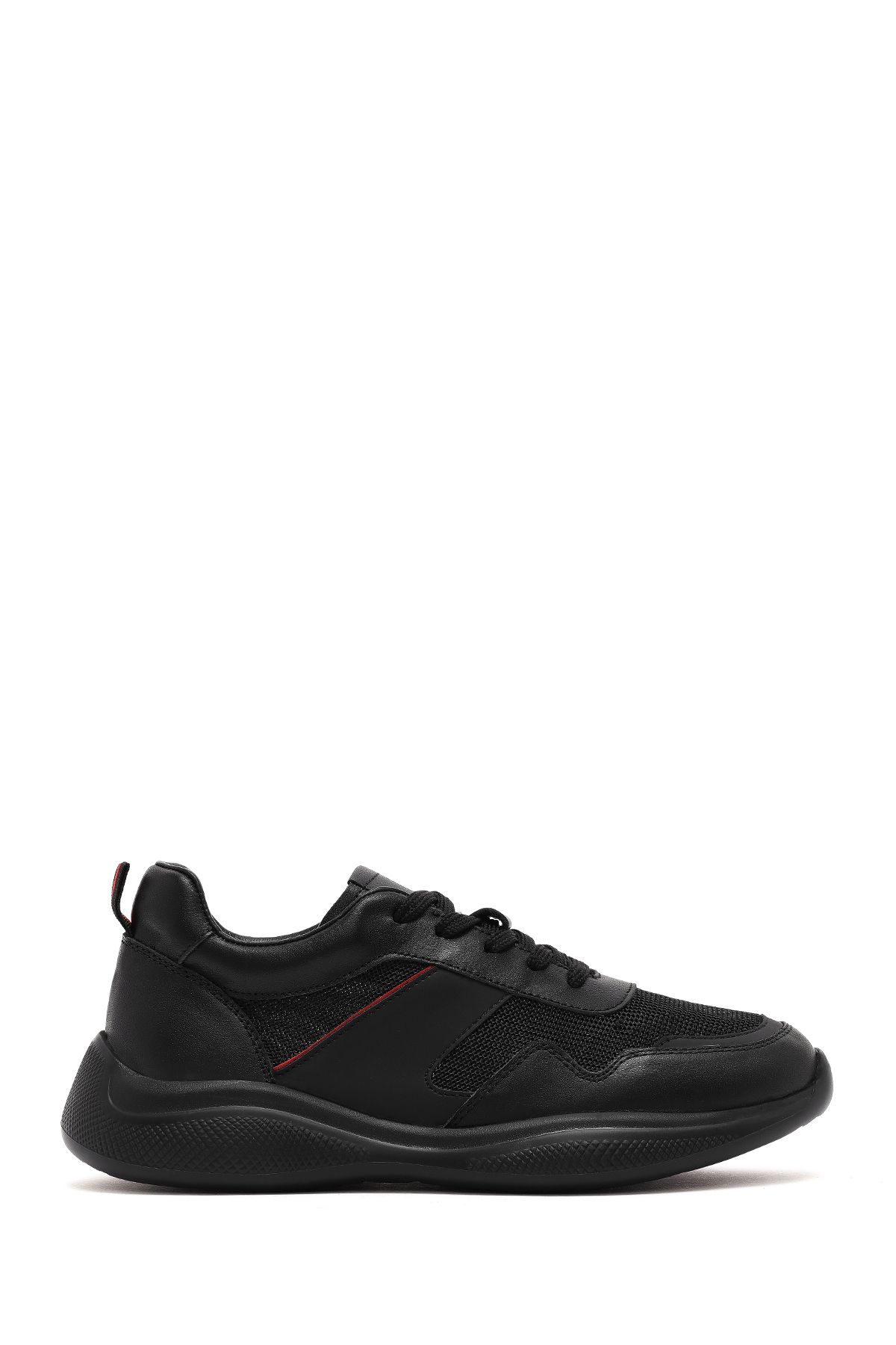 Derimod Erkek Siyah Bağcıklı Kalın Tabanlı Deri Casual Sneaker 25SFD756314