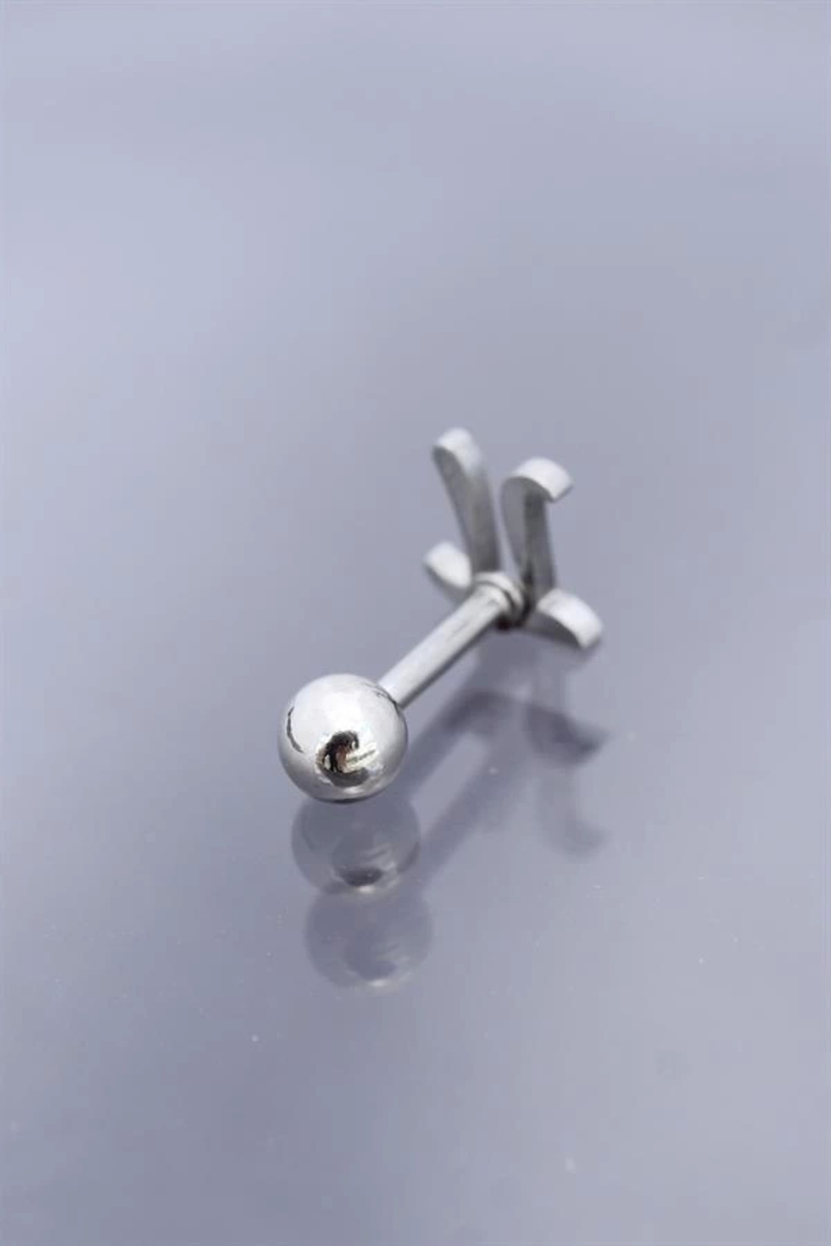 Merev Gümüş Renk Pİ Sembol 316L Cerrahi Çelik Piercing