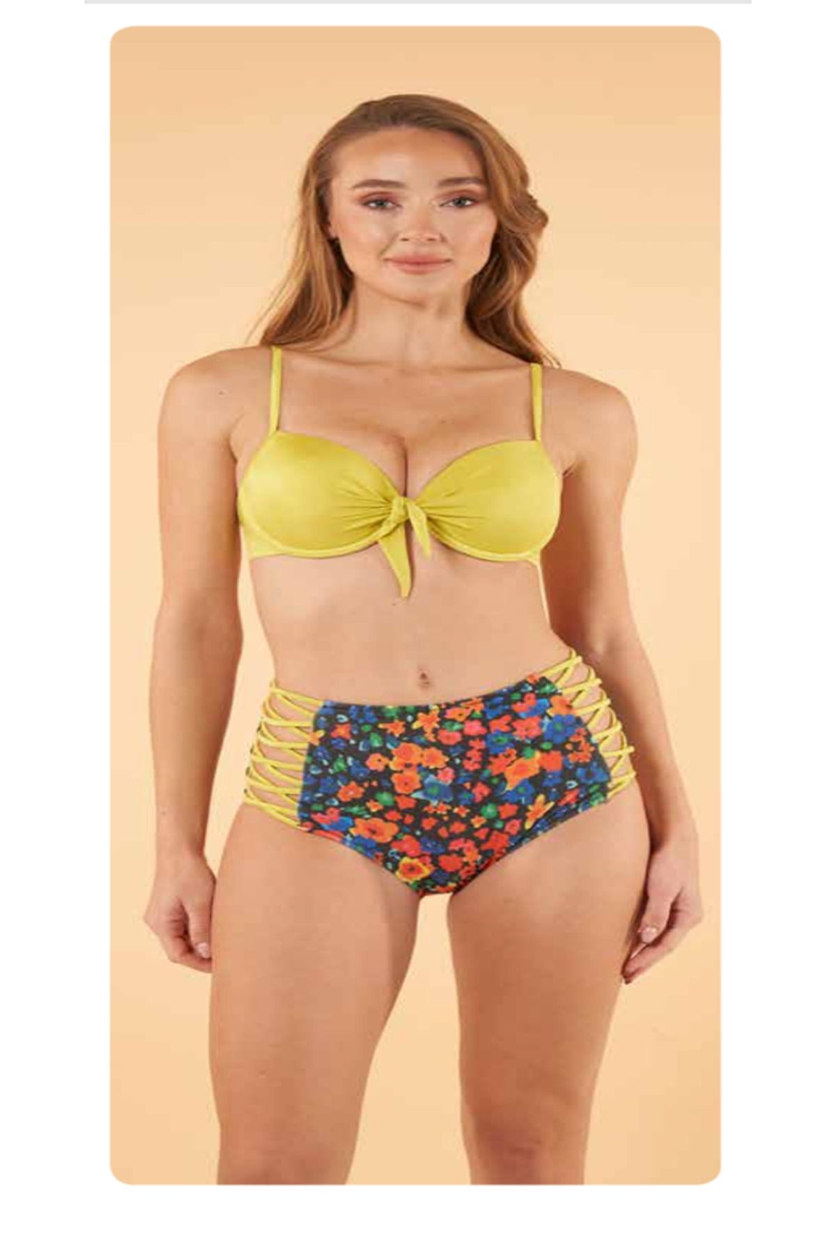 Fily İç Giyim ESTİVA Önü Fiyonklu Destekli Sütyen Çapraz Bağlı Slip Bikini Takım