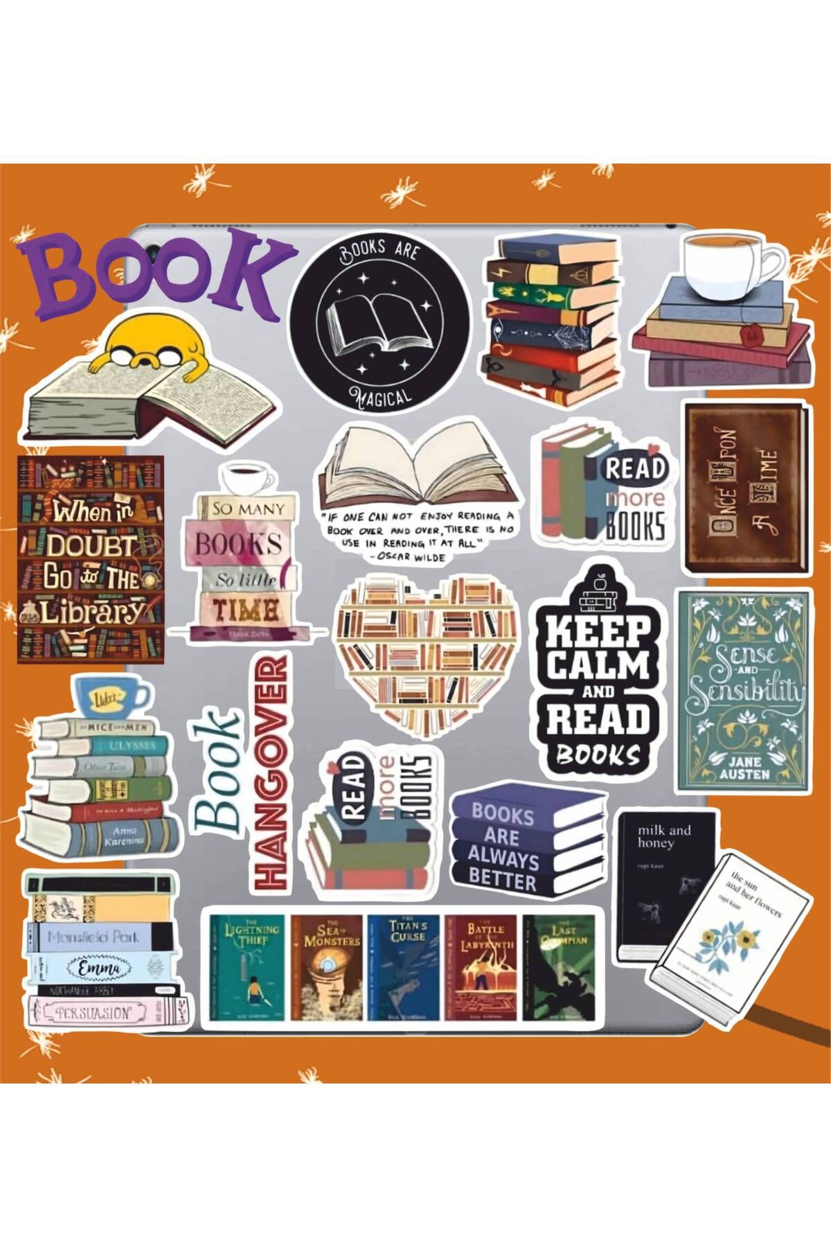 hediyenebak Kitap Okumak Seri 2 Sticker Seti | Laptop Ajanda PC Tablet Telefon Defter Etiket Bullet Journal