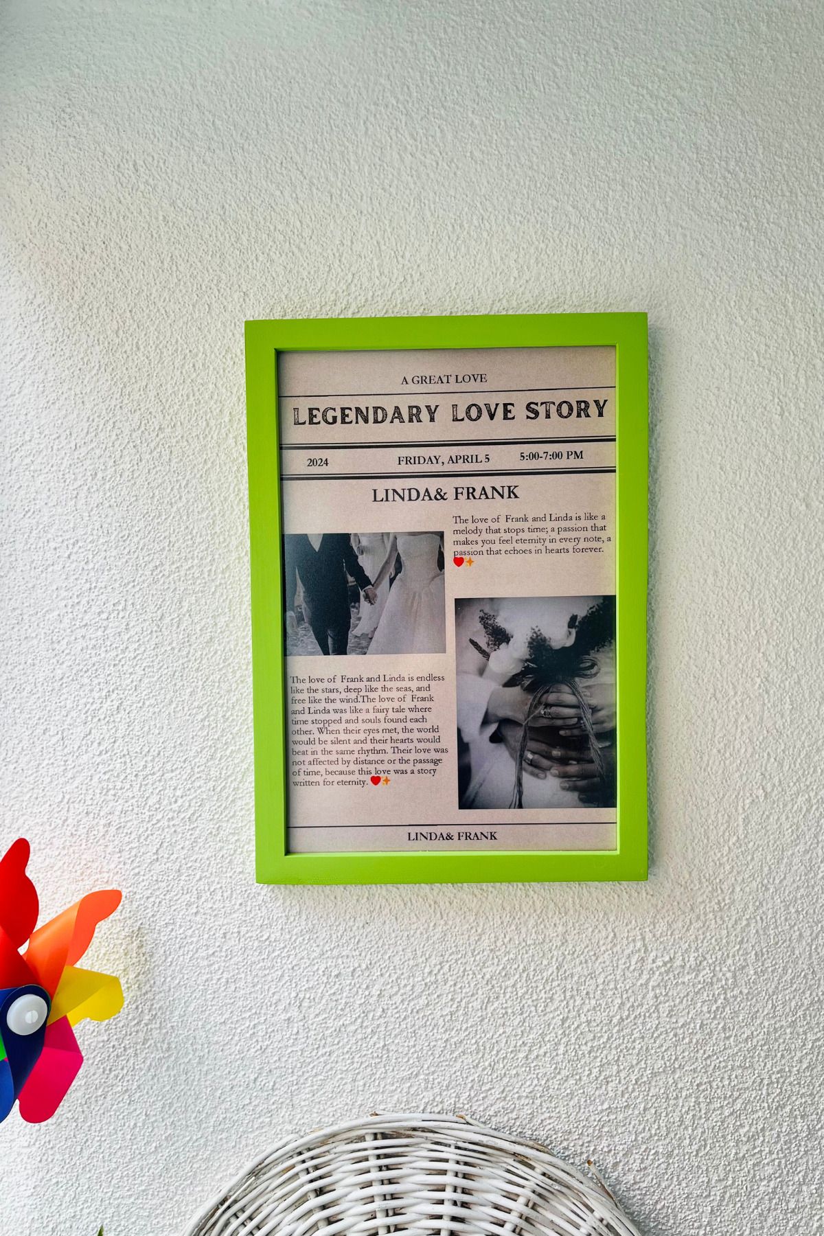 baucollection Kişiselleştirilebilir Düğün Gazetesi Hatıra Tablosu
