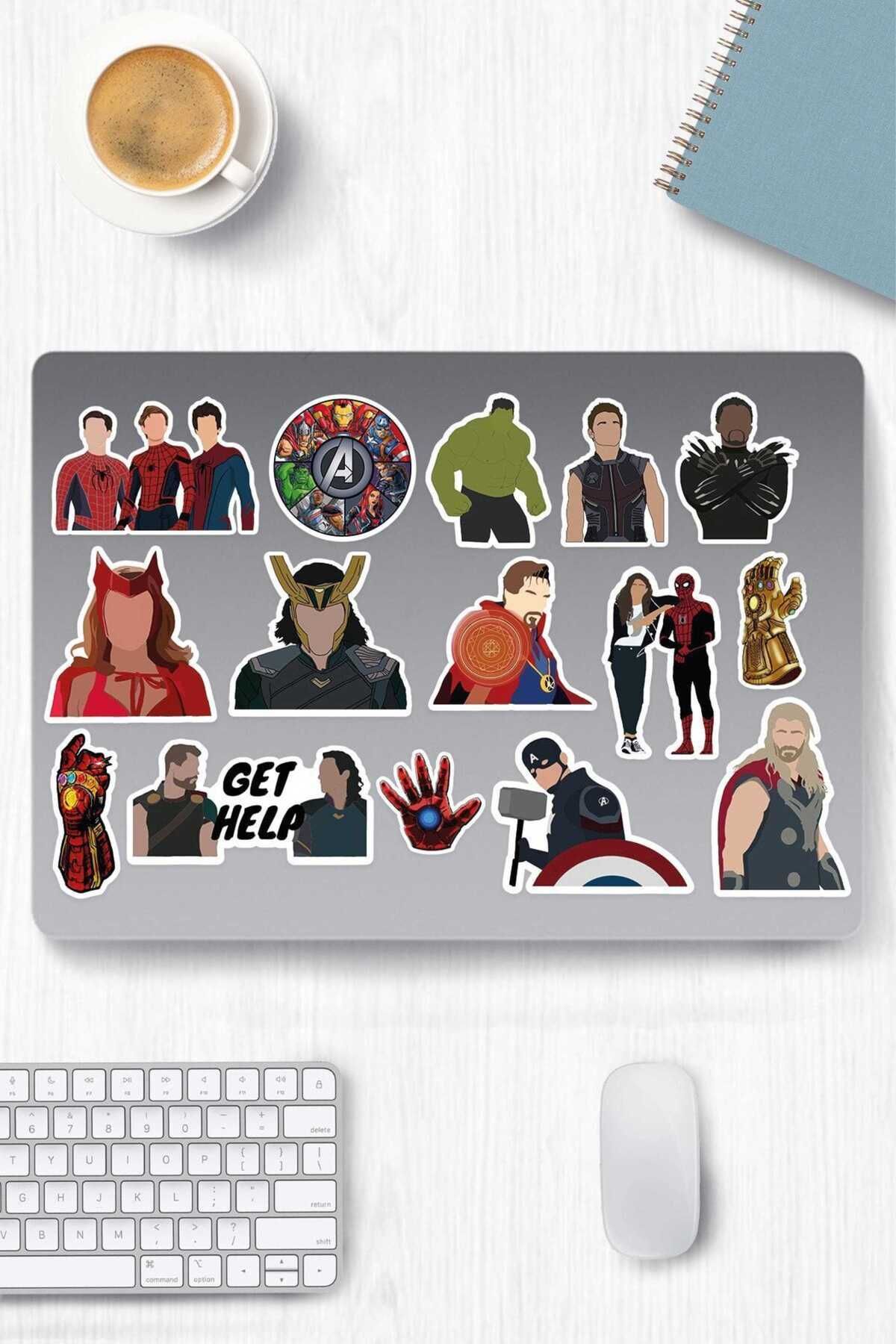 hediyenebak Marvel Temalı Seri 1 Sticker Seti | Laptop Ajanda PC Tablet Telefon Defter Etiket Bullet Journal