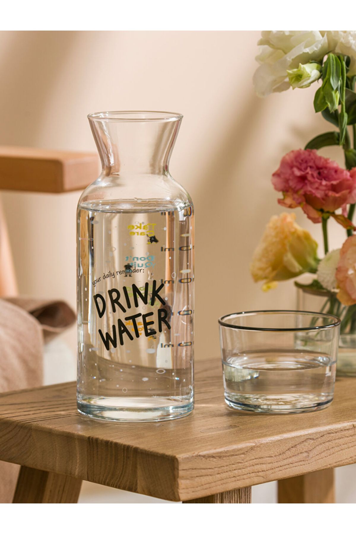 LC Waikiki LCW HOME Karişik Baskılı Kapaklı Cam Sürahi 500 ml