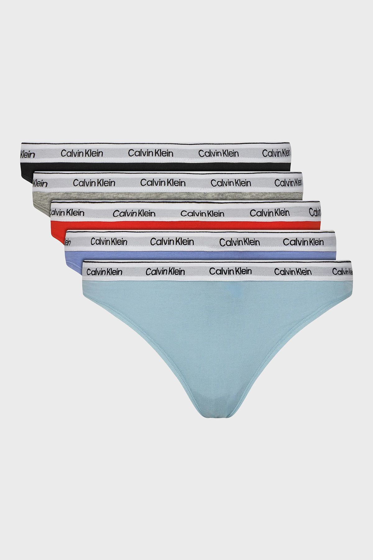 Calvin Klein Logolu Elastik Bel Bantlı Pamuklu 5 Pack Külot 000QD5221EW9V KÜLOT 000QD5221E W9V