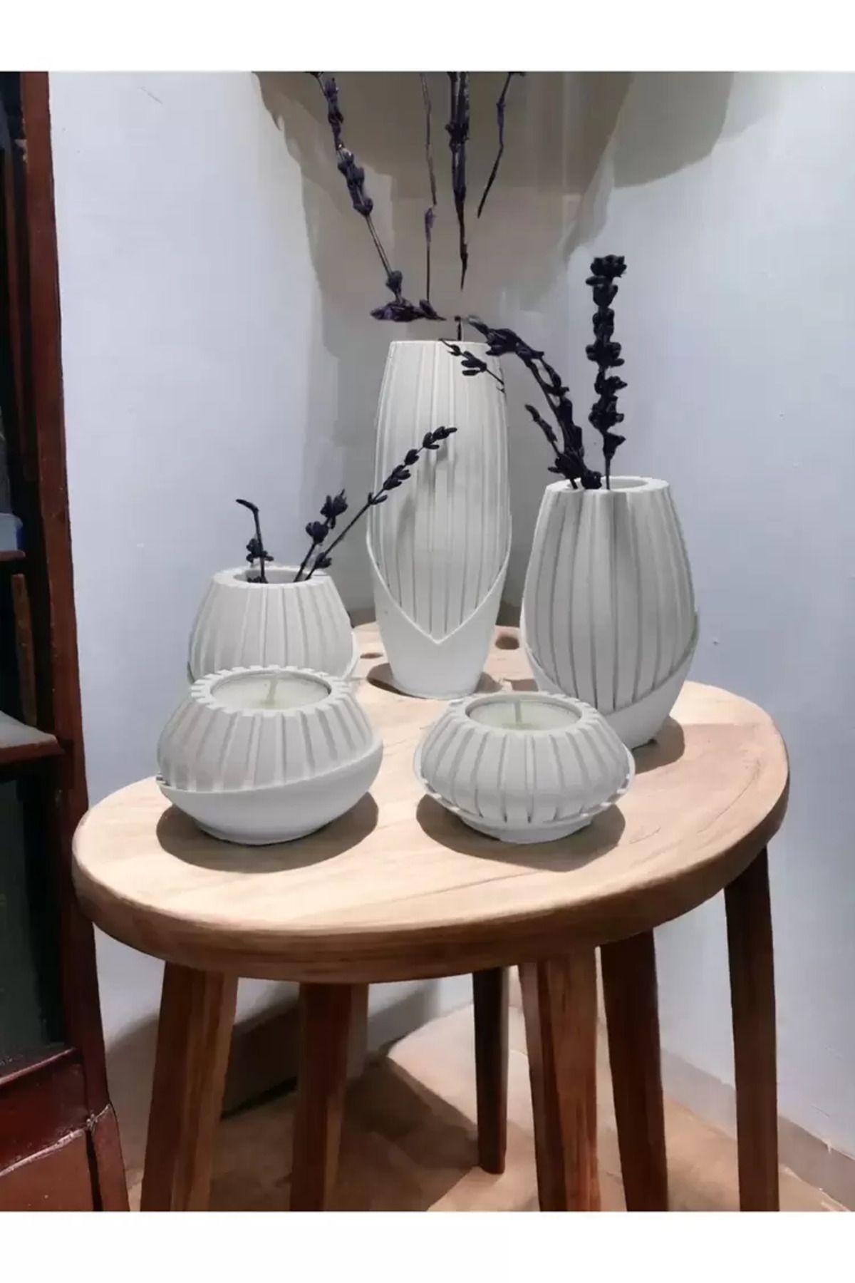 idl dekorasyon Beton Harmanı-Mumluk Vazo Set