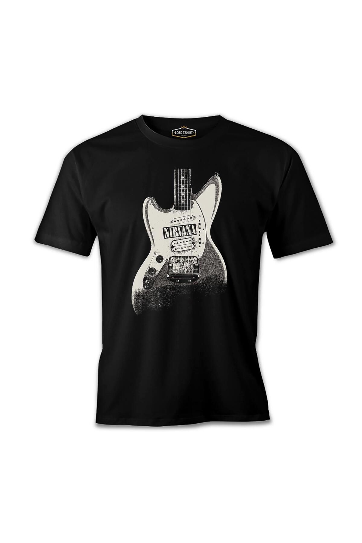 Lord T-Shirt Nirvana - Vintage Guitar Siyah Erkek Tshirt