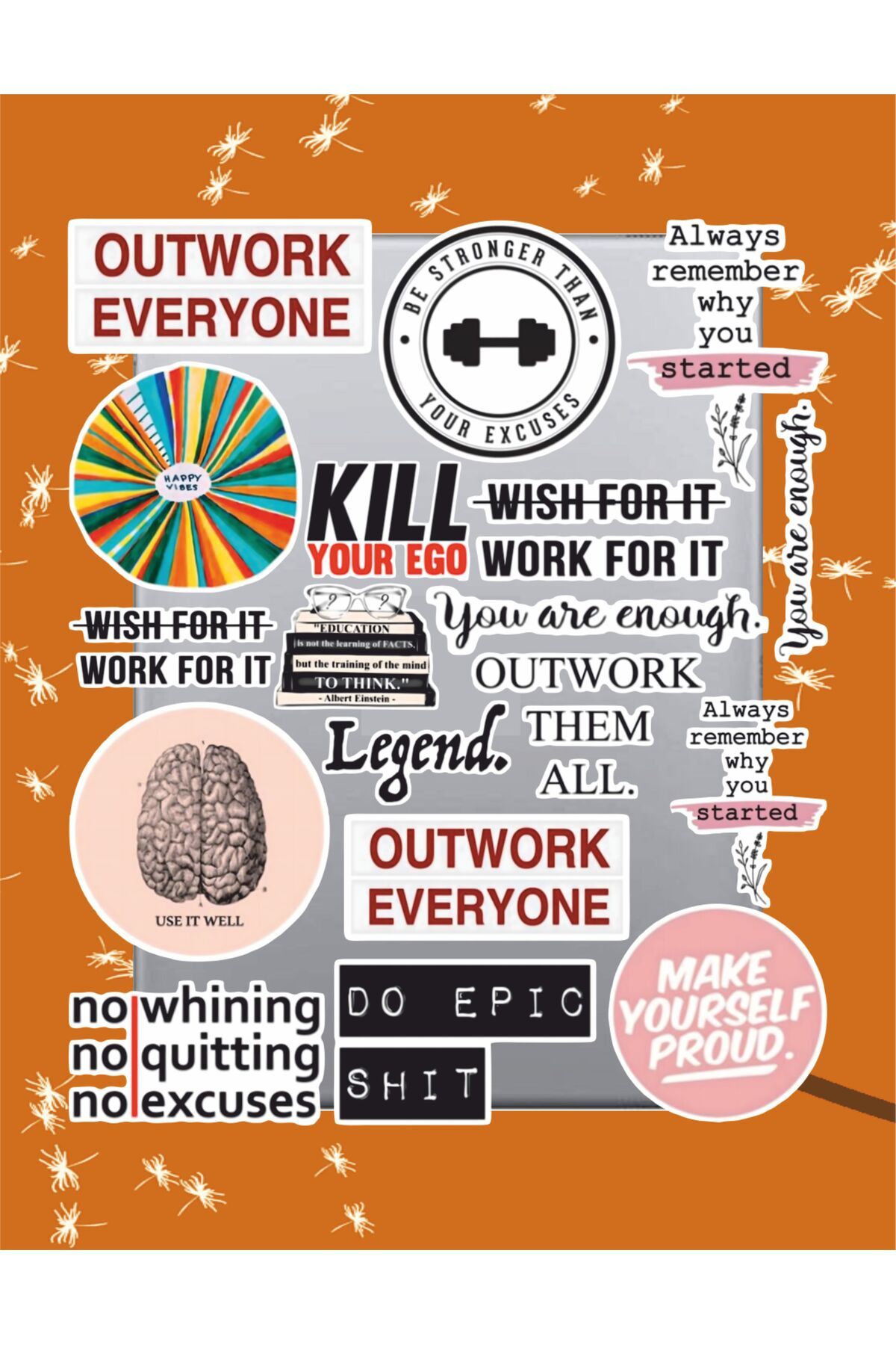 hediyenebak Motivasyon Sticker Seti | Laptop Ajanda PC Tablet Telefon Defter Etiket Bullet Journal