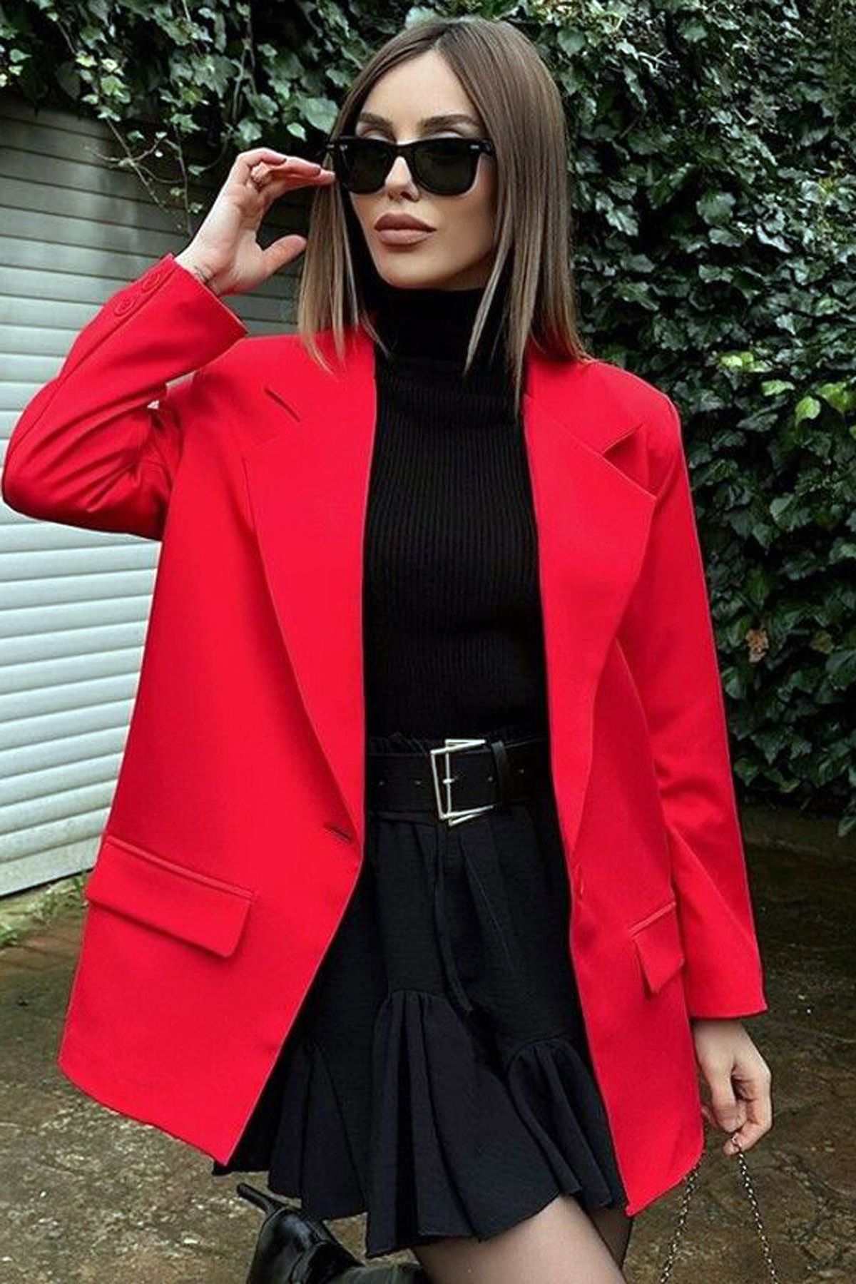 Ottawe Regular Fit Rahat Ceket Yakalı Uzun Kol Çift Cepli Omzu Vatkalı Düğmeli Astarlı Kruvaze Casual Ceket