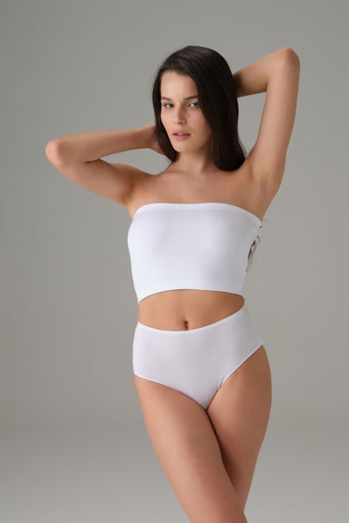 Moda Şahsenem Kadın Pamuk Straplez Beyaz 9133