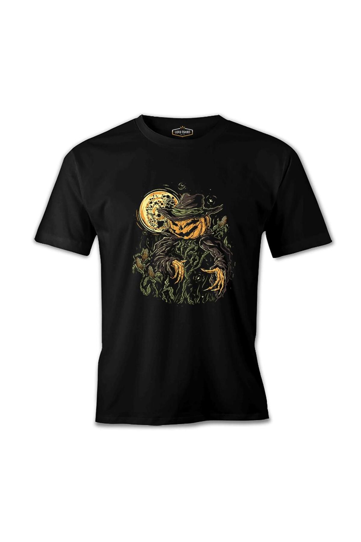 Lord T-Shirt Cadılar Bayramı - Korkuluk Bal Kabağı Siyah Erkek Tshirt