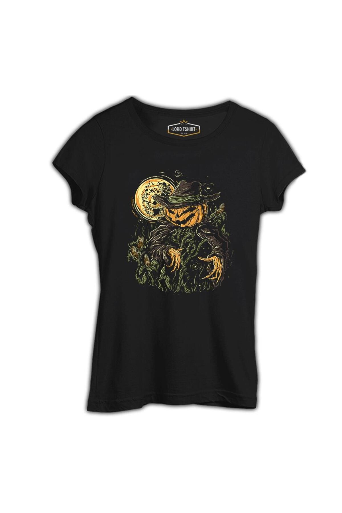 Lord T-Shirt Cadılar Bayramı - Korkuluk Bal Kabağı Siyah Tshirt