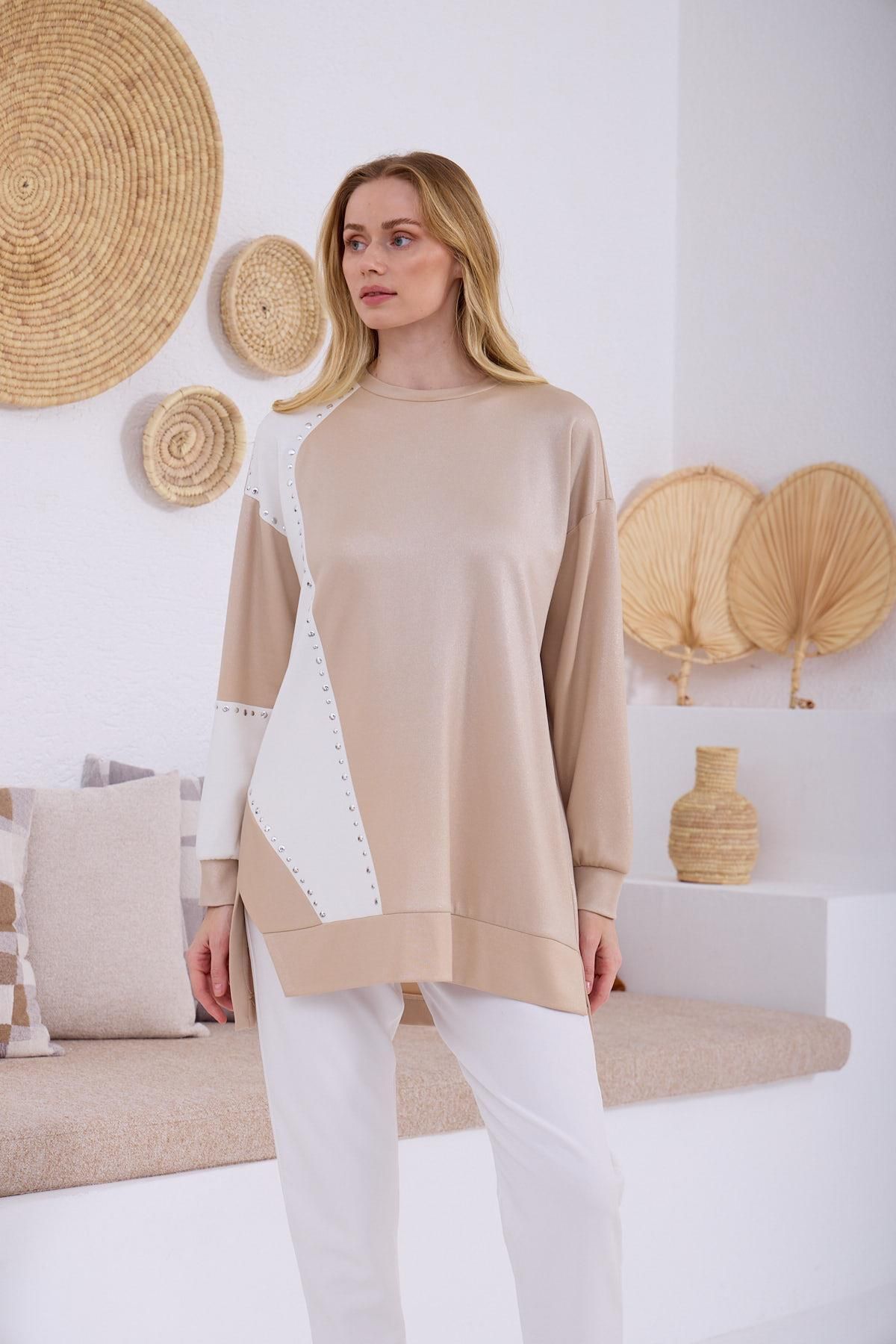 Moodbasic-Mb21.307 Moodbasic Self-Silvery Modal Tunic 3