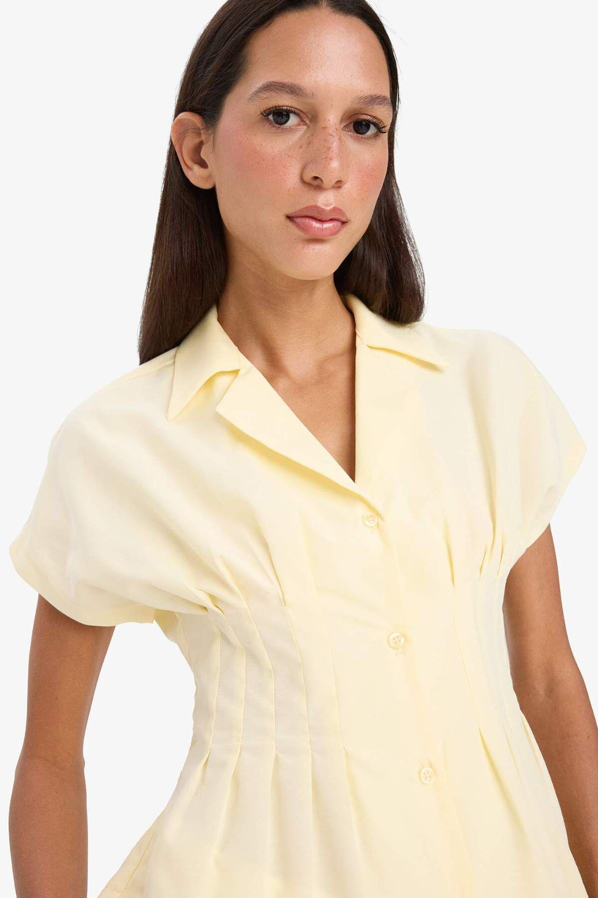 DeFacto Fitted Pensli Poplin Kısa Kollu Gömlek F5891AX25SM