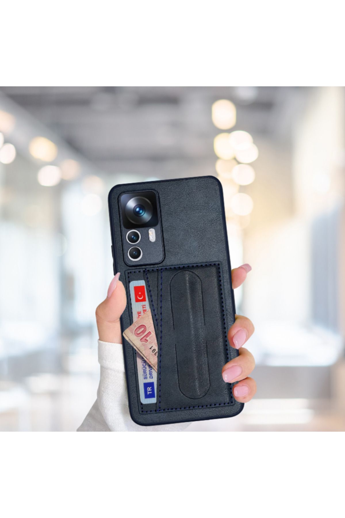 evimdeyokyok Xiaomi Mi 12t-12t Pro Uyumlu Kartlıklı Standlı Lüx Deri Kılıf Lacivert TdrTR