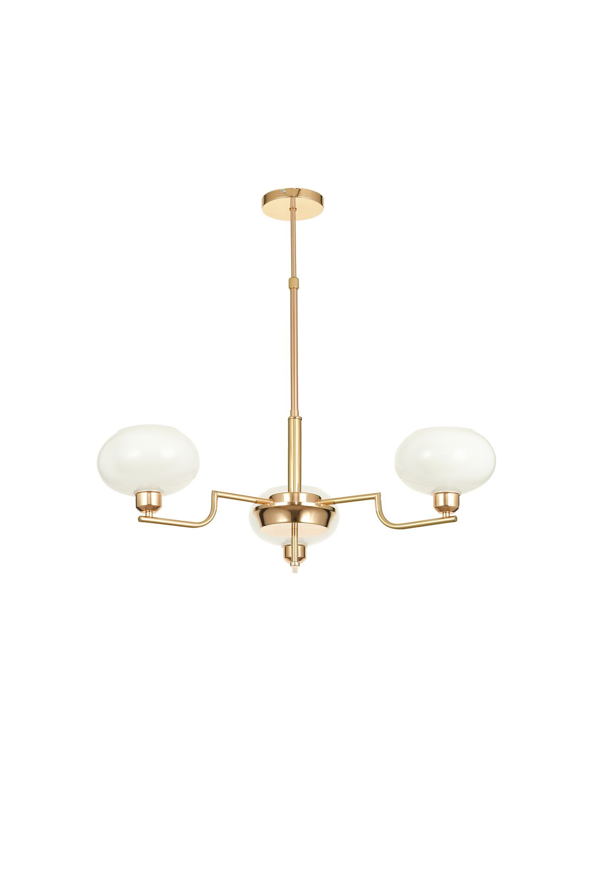 Avizemoda Vanna 3 lü Beyaz Camlı Salon Oturma Odası Modern Sarkıt Avize - (Gold Kaplama)