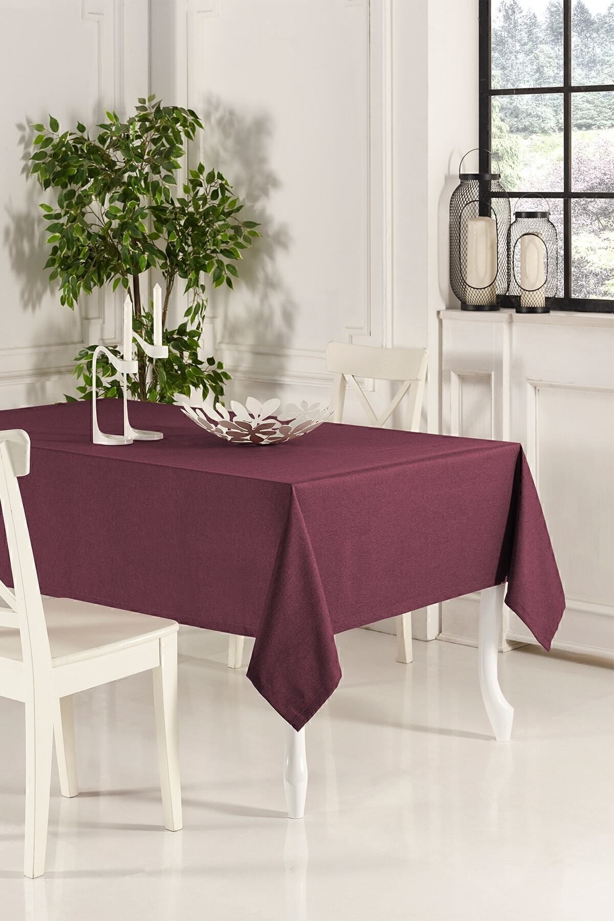 ASDİVA Bordo Masa Örtüsü 160x220 cm Sade Dekoratif Mutfak Salon Restoran Kafe