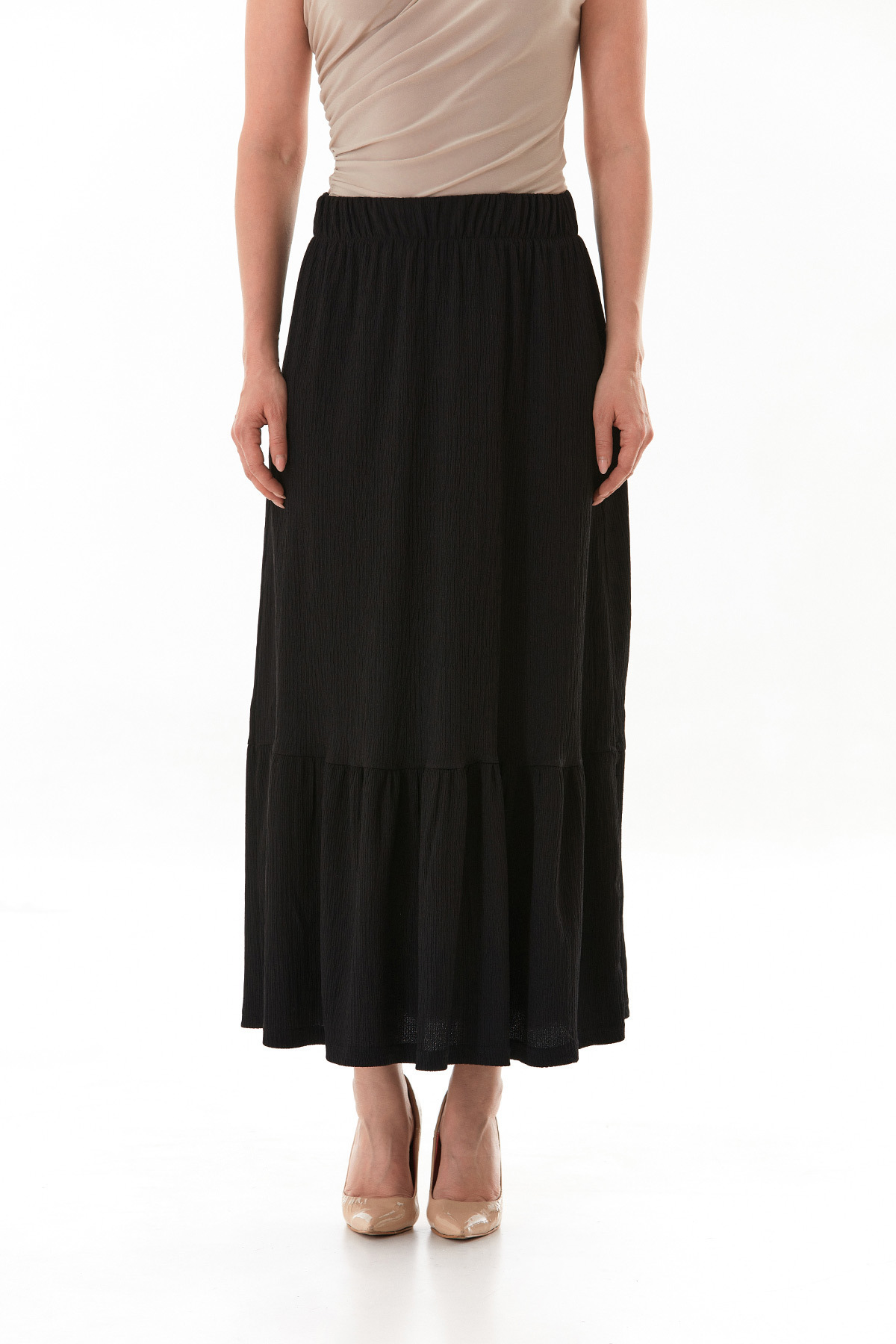 Fulla Moda-Bürümcük Fabric Elastic Waist Skirt 8