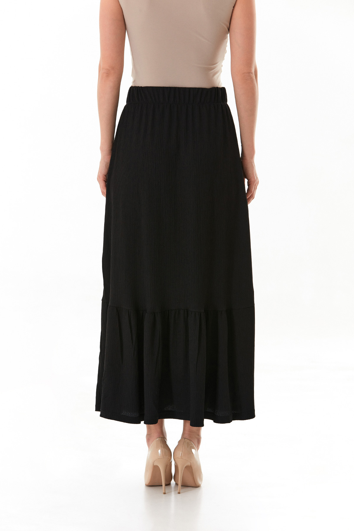 Fulla Moda-Bürümcük Fabric Elastic Waist Skirt 6
