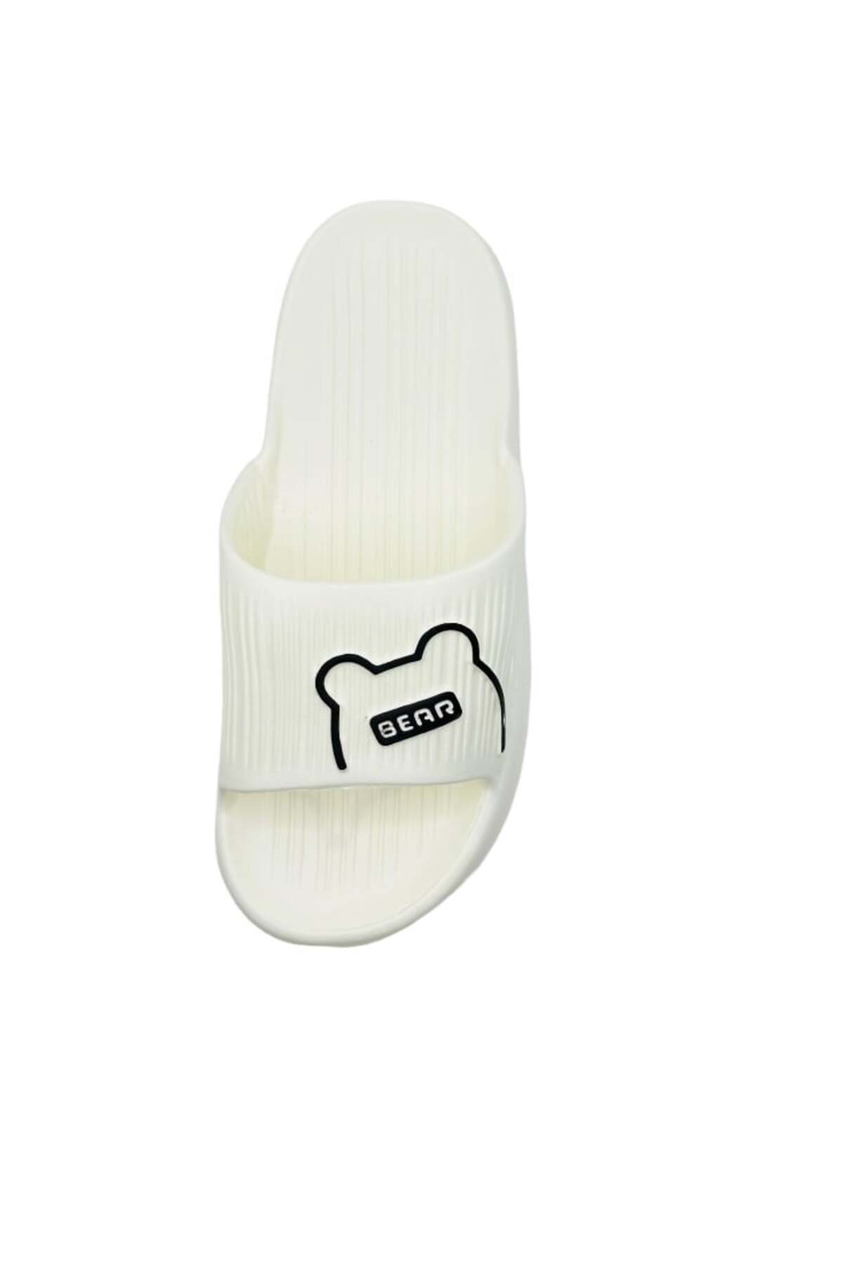 TECOS-Women's beach or pool slippers, Tecos, size 36-37, teddy bear print, white, 23 centimeters 4