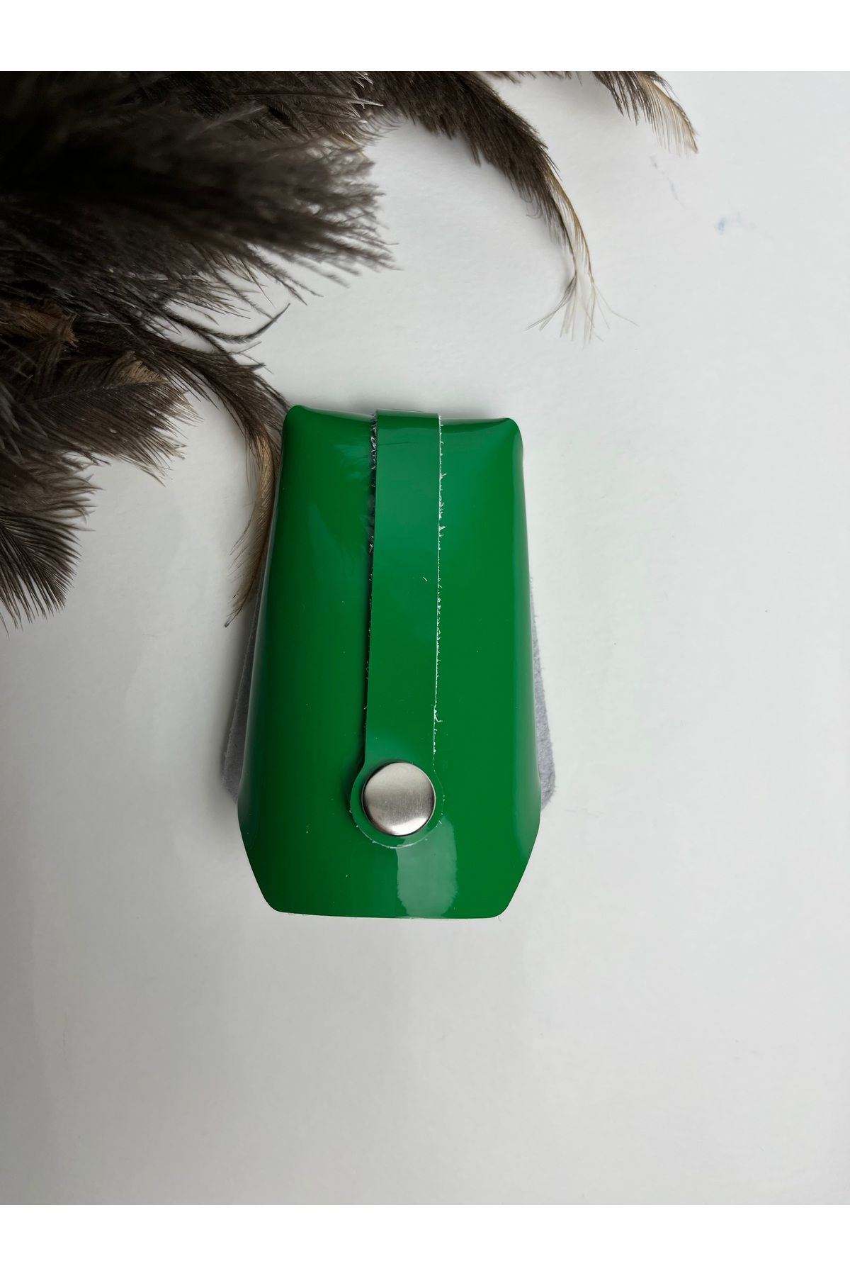 TROYDER Hakiki Deri Anahtarlık Unisex Rugan Yeşil Renk