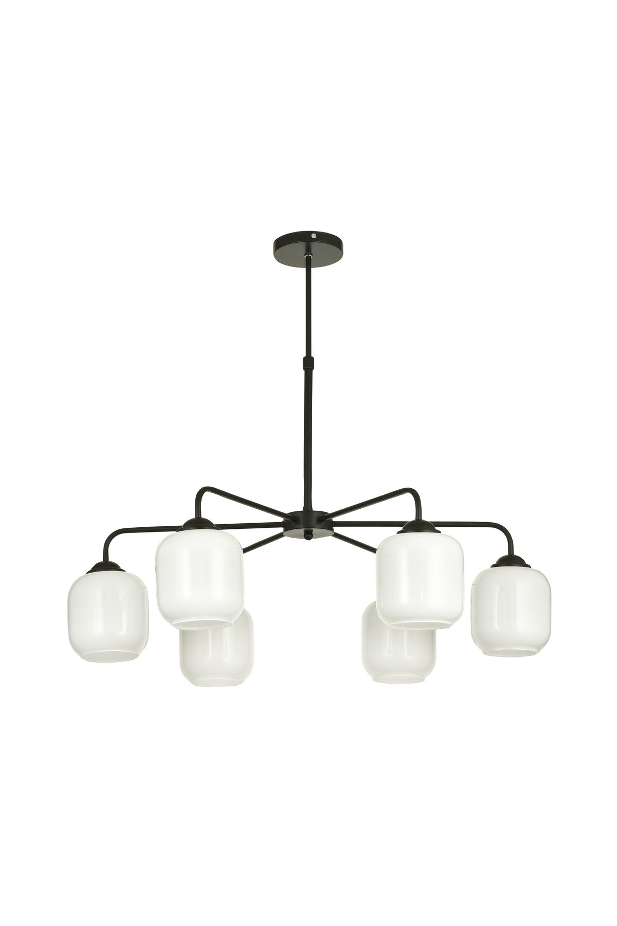 Avizemoda Siena 6 lı Beyaz Camlı Salon Oturma Odası Modern Sarkıt Avize - (Siyah)