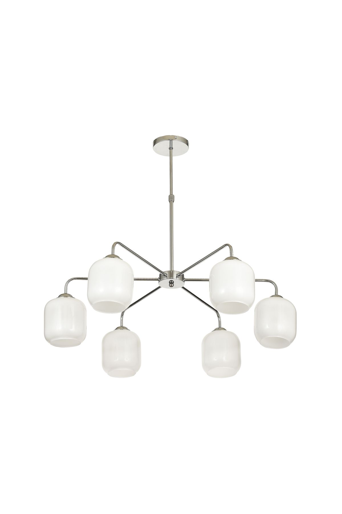 Avizemoda Siena 6 lı Beyaz Camlı Salon Oturma Odası Modern Sarkıt Avize - (Krom Kaplama)
