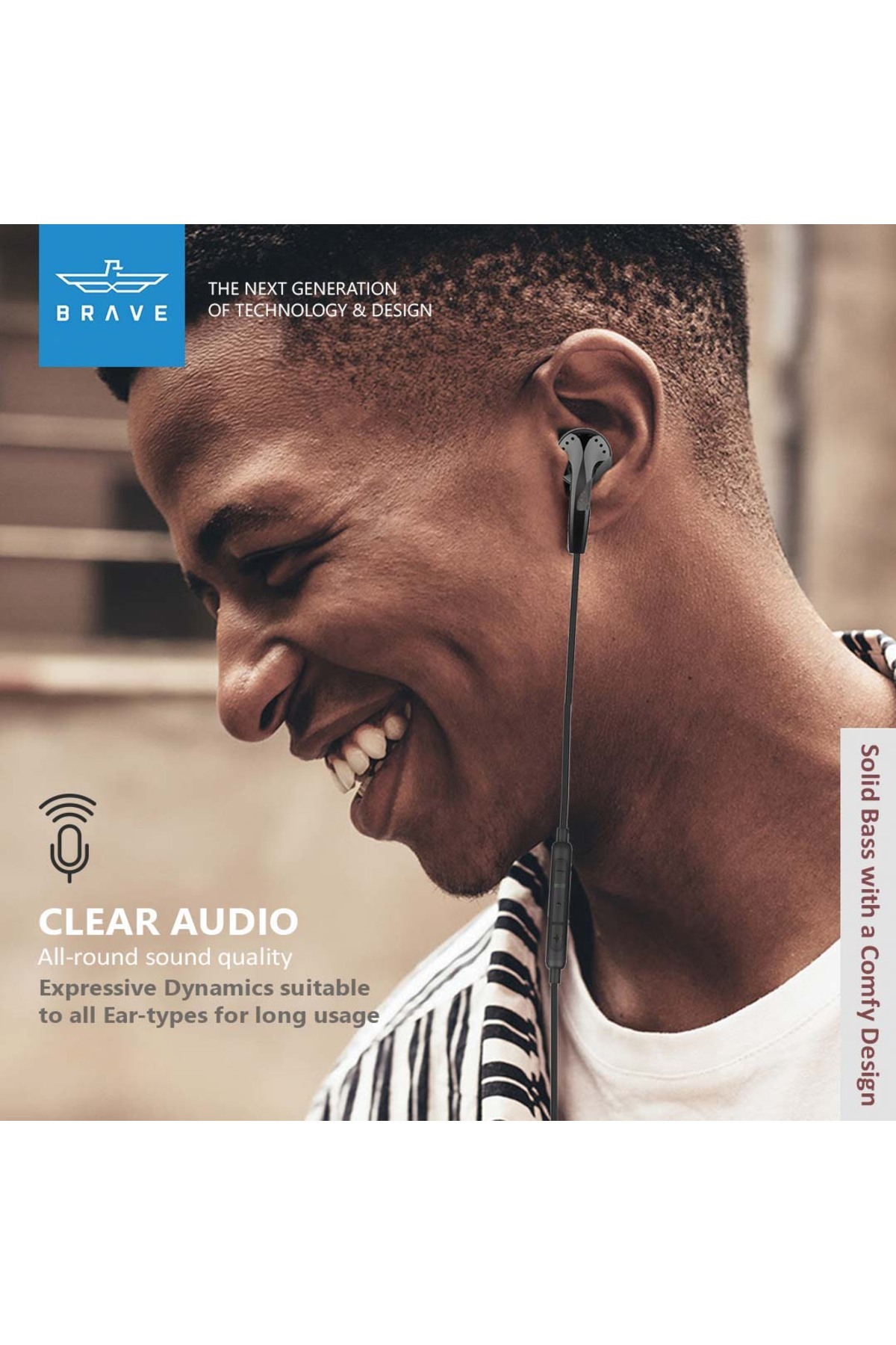 Brave-Mono Earphone Lightning Connector for iPhone, MFi Certified In-Ear Headset with Mic - Black 3