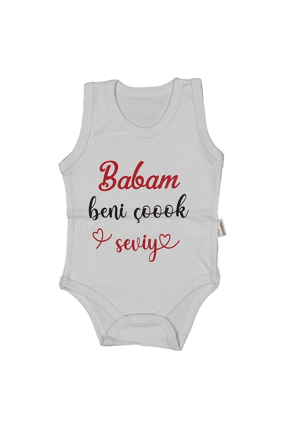 by BebekOdam Beyaz Babam Beni Çok Seviyor Yazılı Askılı Zıbın