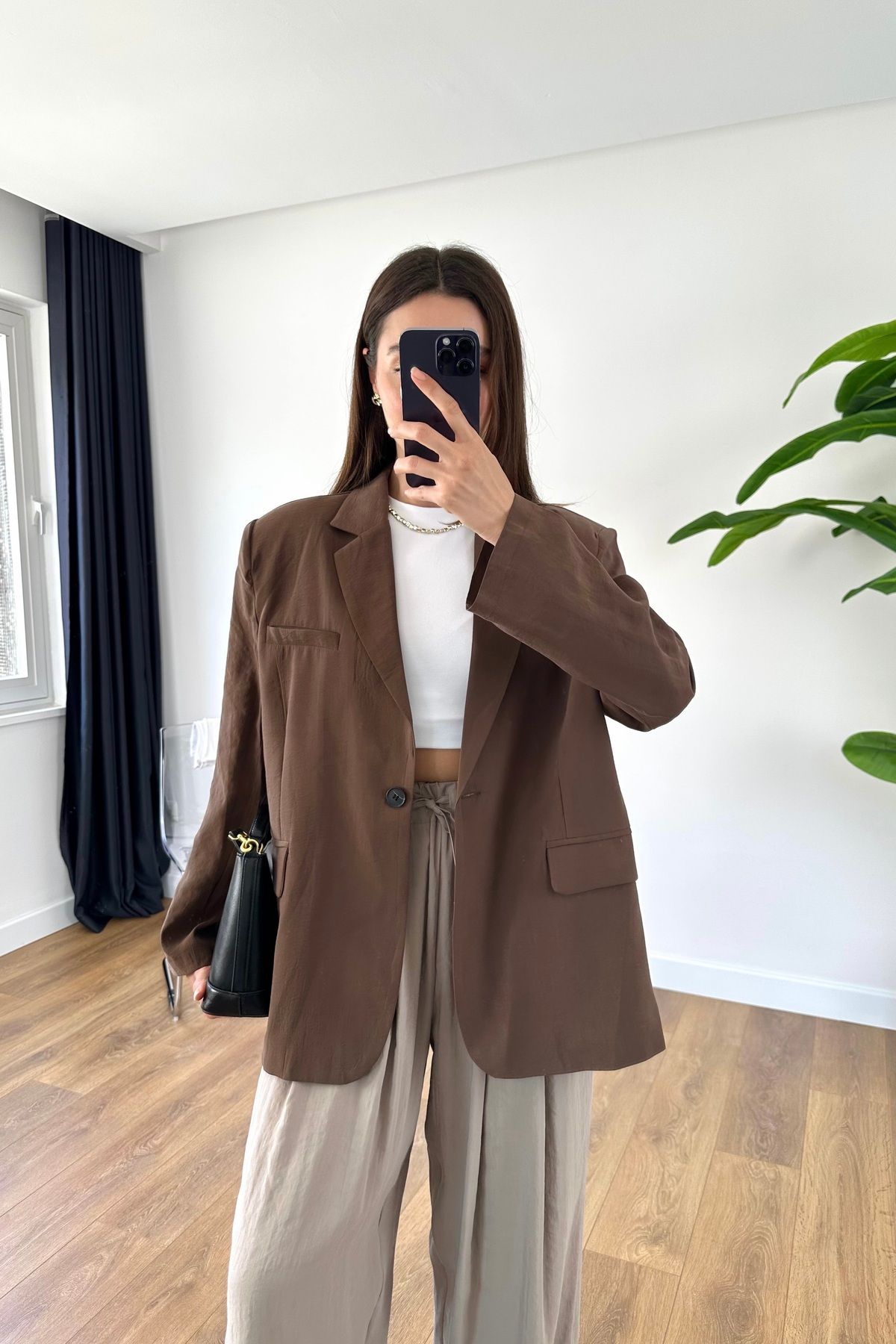 BİRCANÇİL Jeka Kahve Premium Vatkalı Blazer Ceket