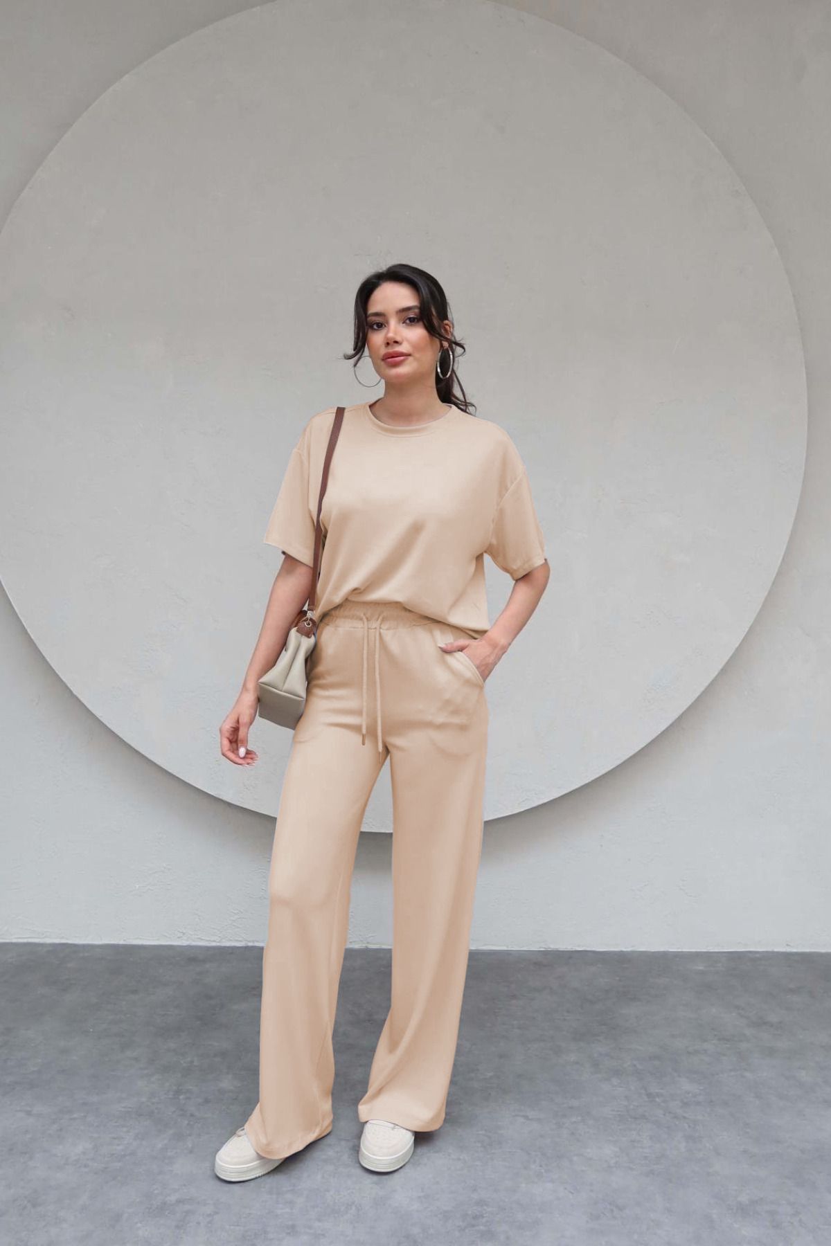 CMZ COLLECTİON Kadın Yazlık Penye Takım – Kısa Kollu Bluz & İspanyol Paça Pantolon