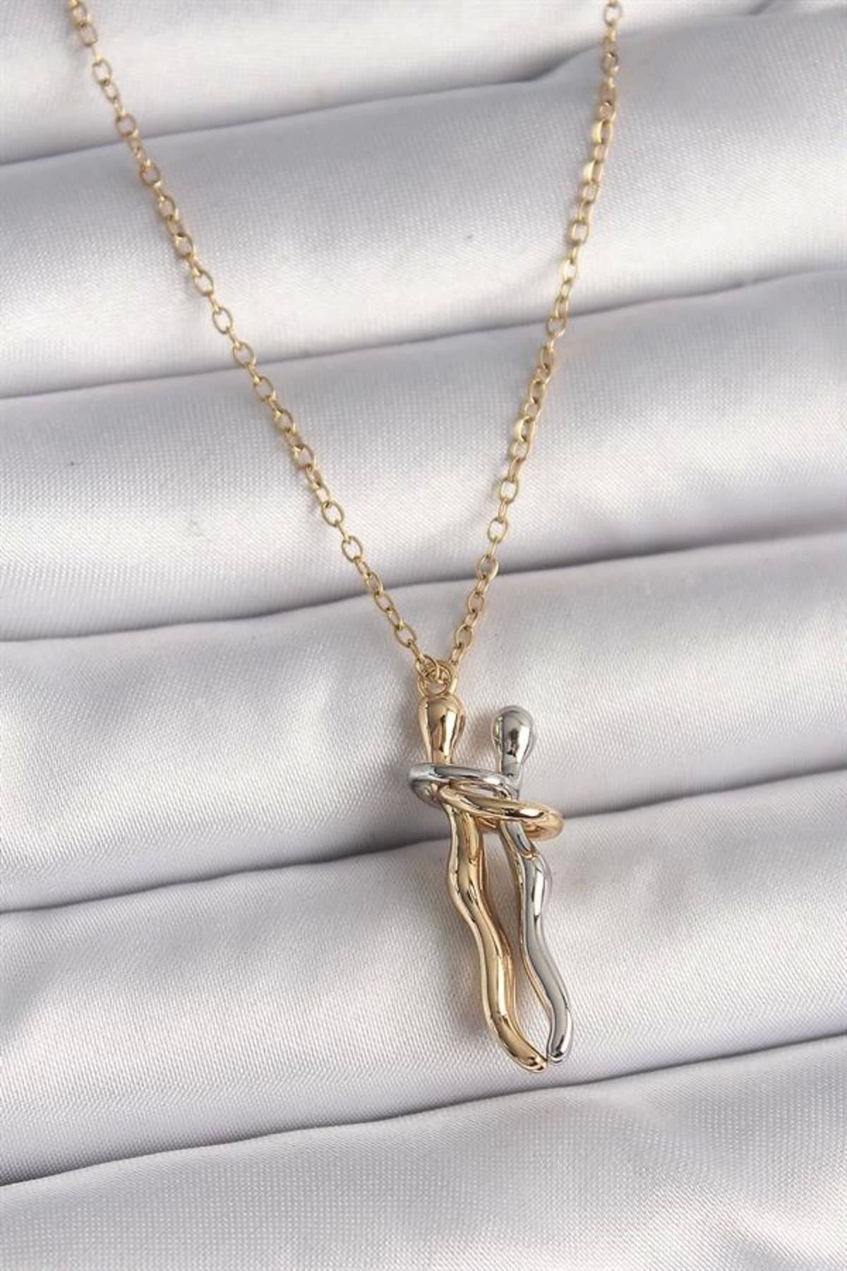FASHIONLINE 316L Çelik Gold Renk Zincir Renkli Sarılma Model Kadın Kolye