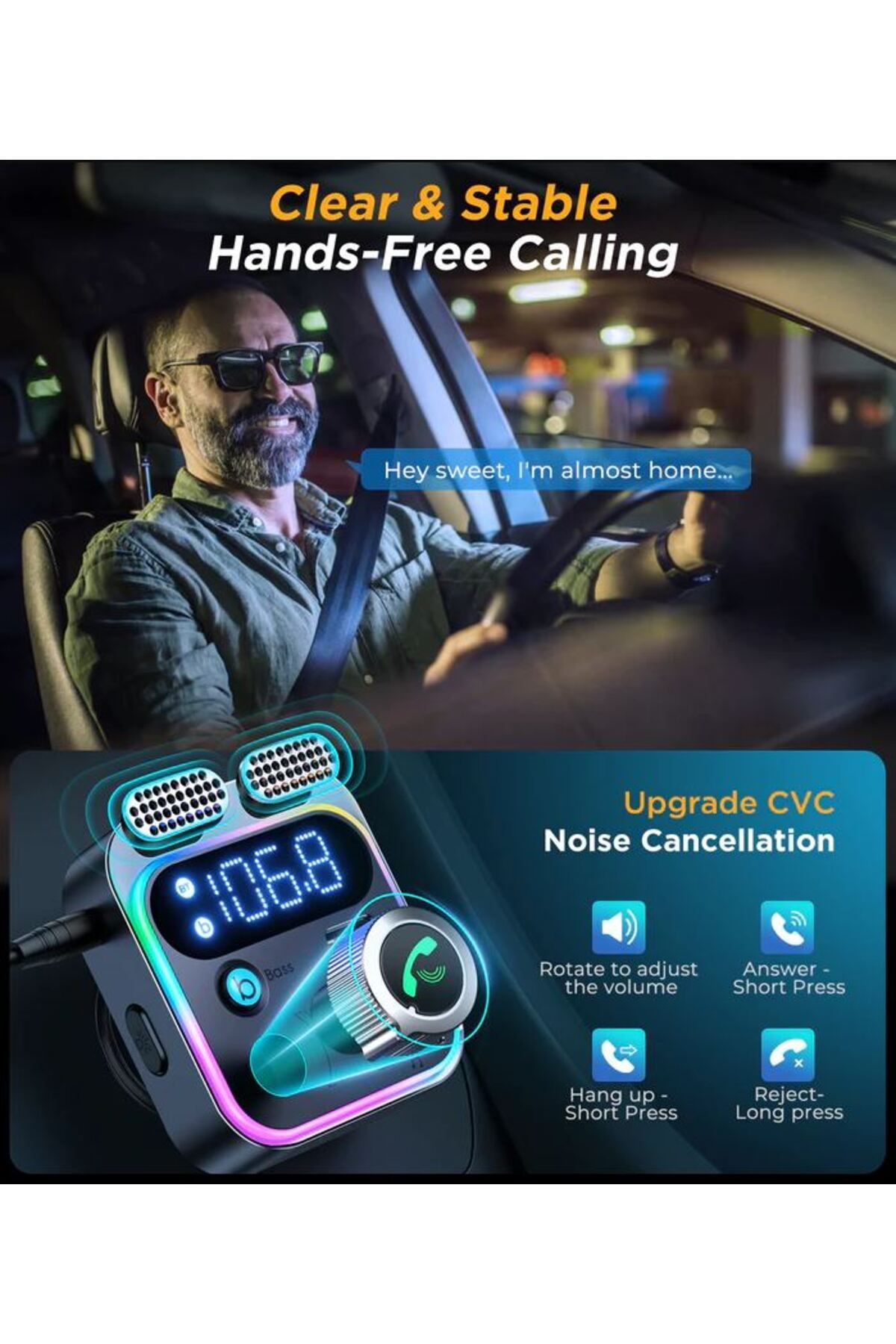 REDz Accessories-Încărcător auto cu modulator FM, Joyroom JR-CL16, BT 5.3, 1 x USB și 1 x tip C, negru 4