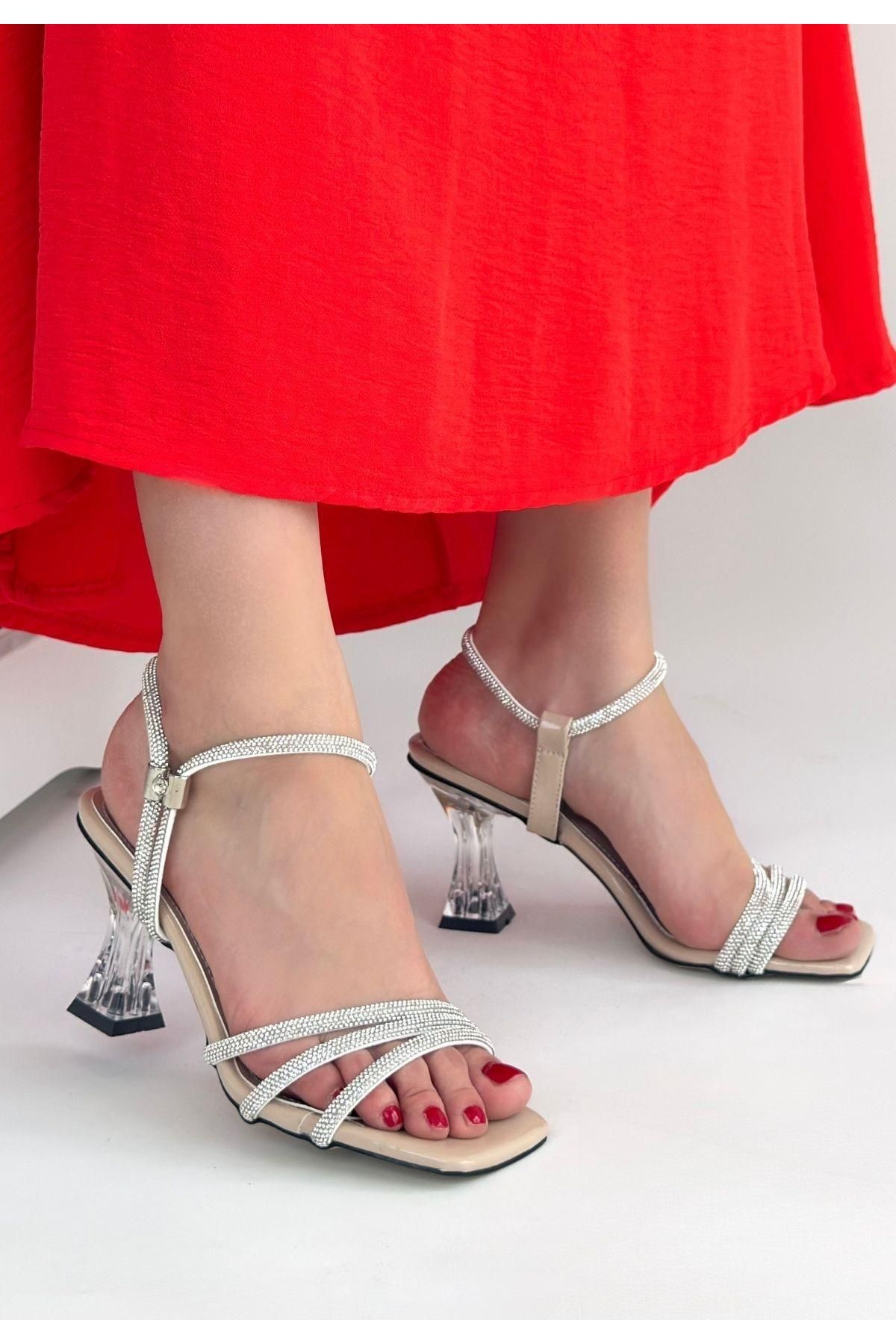 Nil Shoes Tatya Bej Rugan Topuklu Ayakkabı