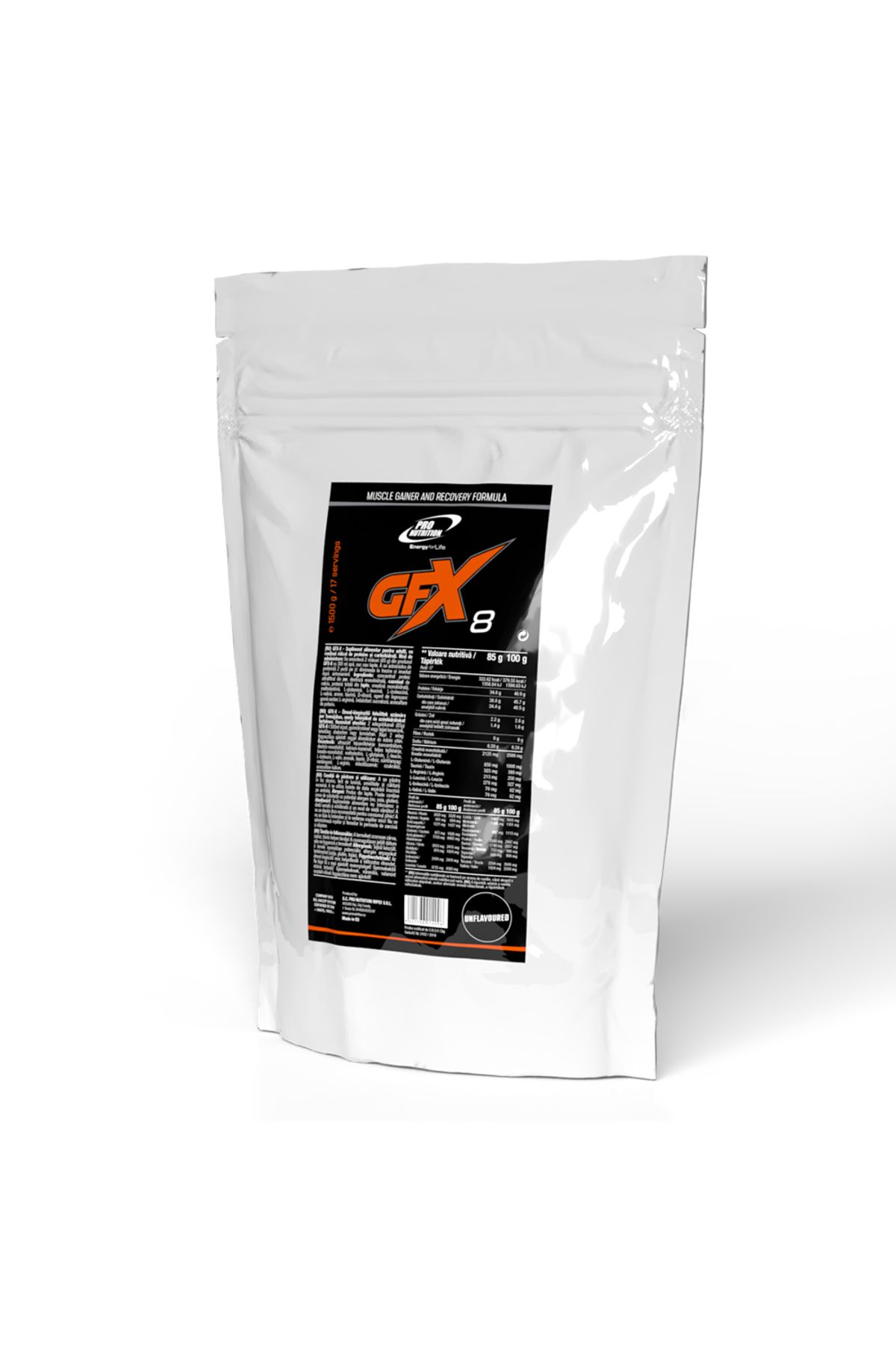 Pro Nutrition Gainer Pentru Cresterea Masei Musculare, Gfx-8 Fara Aroma - One Size