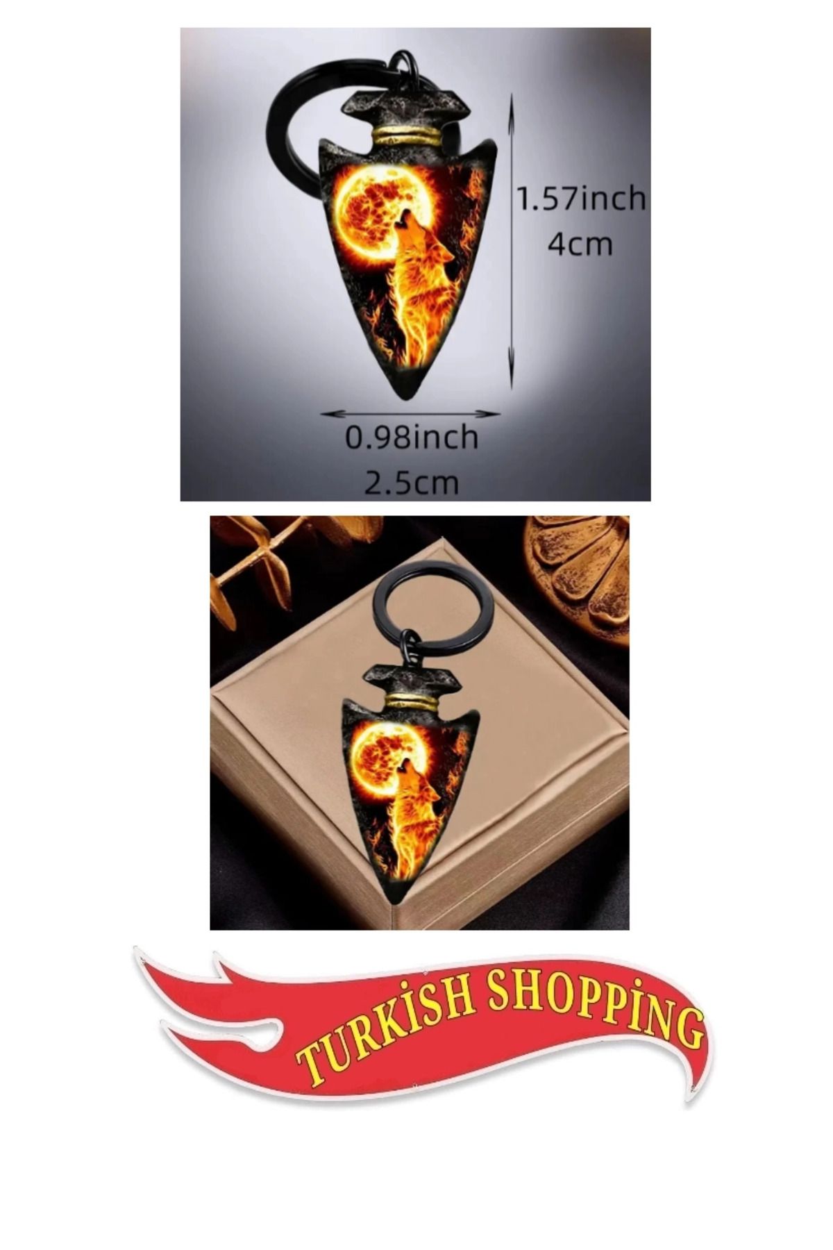shop Alaşım Acımasız Ateş Kurt Kralı Kükreyen Desen Anahtarlık