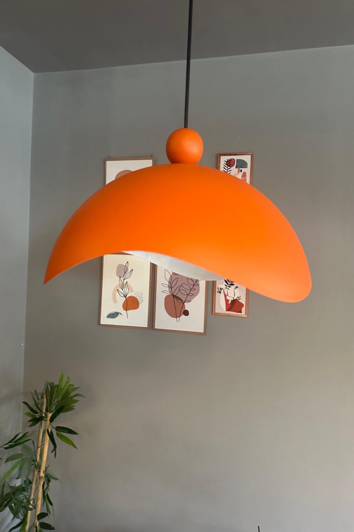 Bamyum Luna Tekli Avize Turuncu Boncuk Başlık Sarkıt Lamba Restoran Salon Aydınlatma