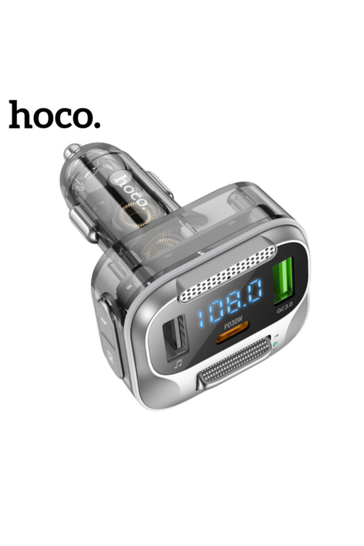 REDz Accessories-Încărcător auto cu modulator FM, Bluetooth, 2 x USB și 1 x tip C, Hoco E75, negru 4