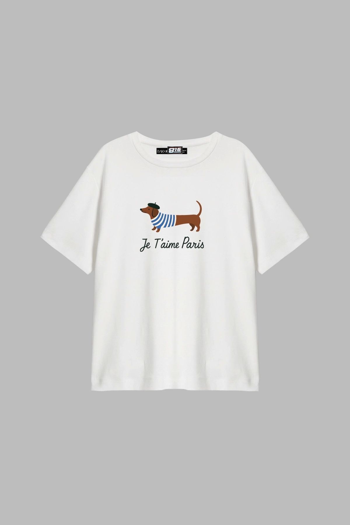 CİNEMA MODA Je T'aime Paris Baskılı Relaxed Fit Beyaz Kadın Tshirt