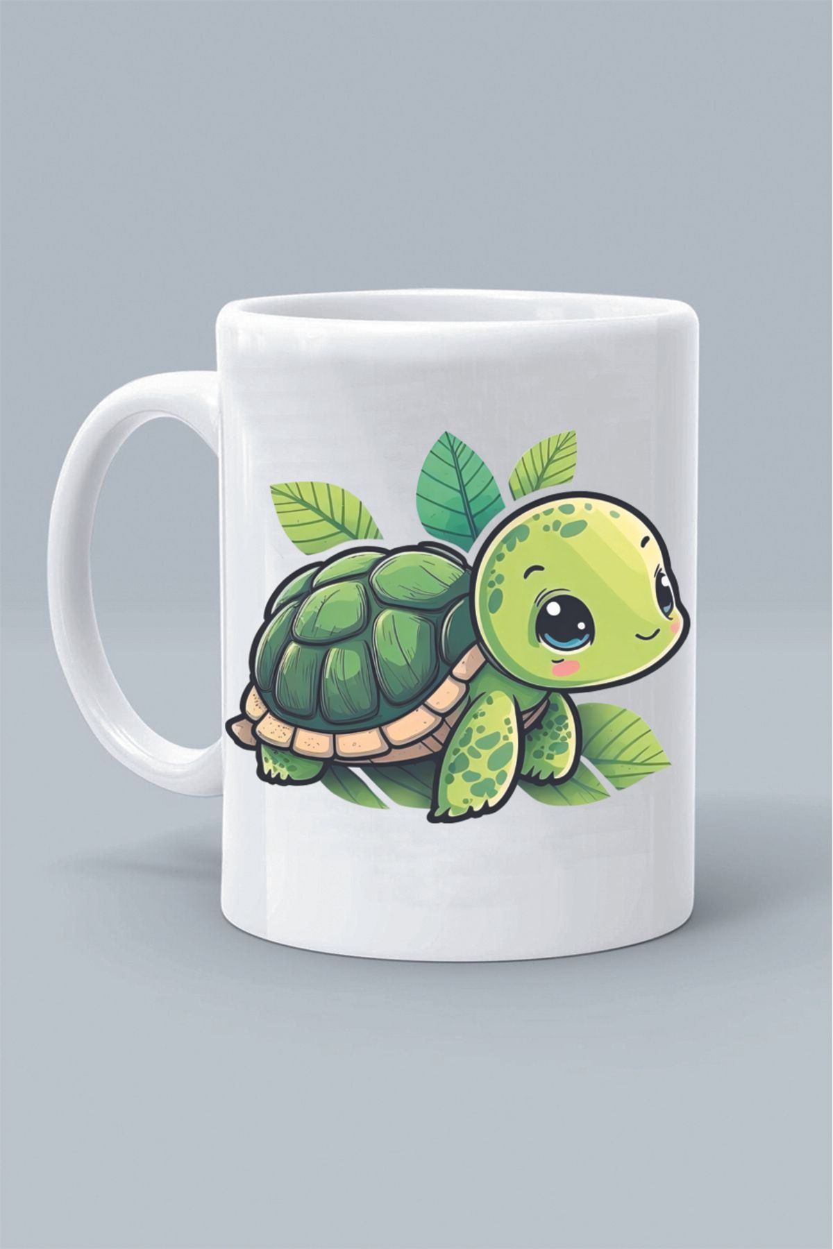 Olympus plus CUTE TURTLE SEVİMLİ TOSPİK KAPLUMBAĞA TASARIM BASKILI BEYAZ KLASİK KUPA BARDAK