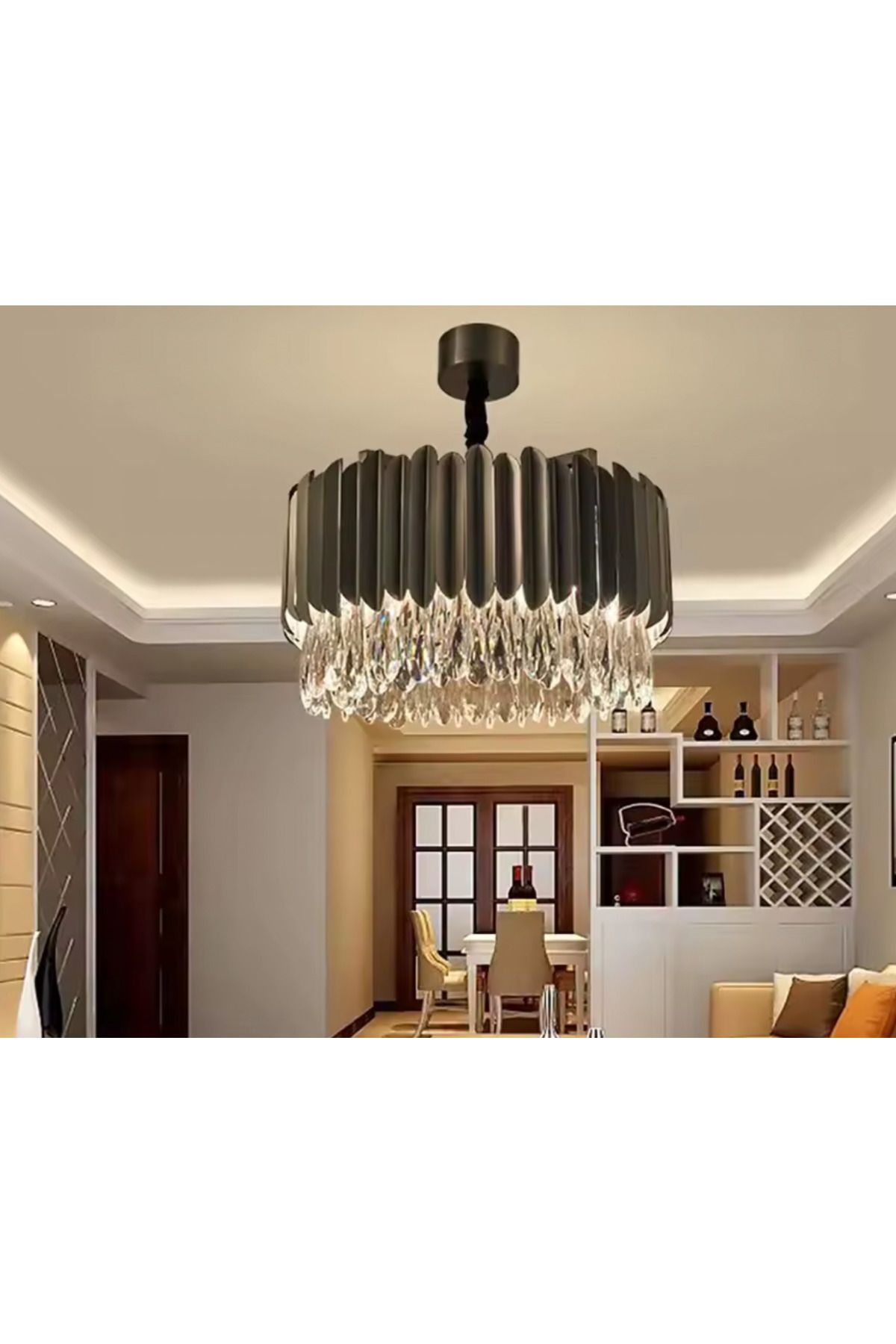 TELKA LAZER AVANGART SALON AVİZESİ - YUVARLAK 80 CM