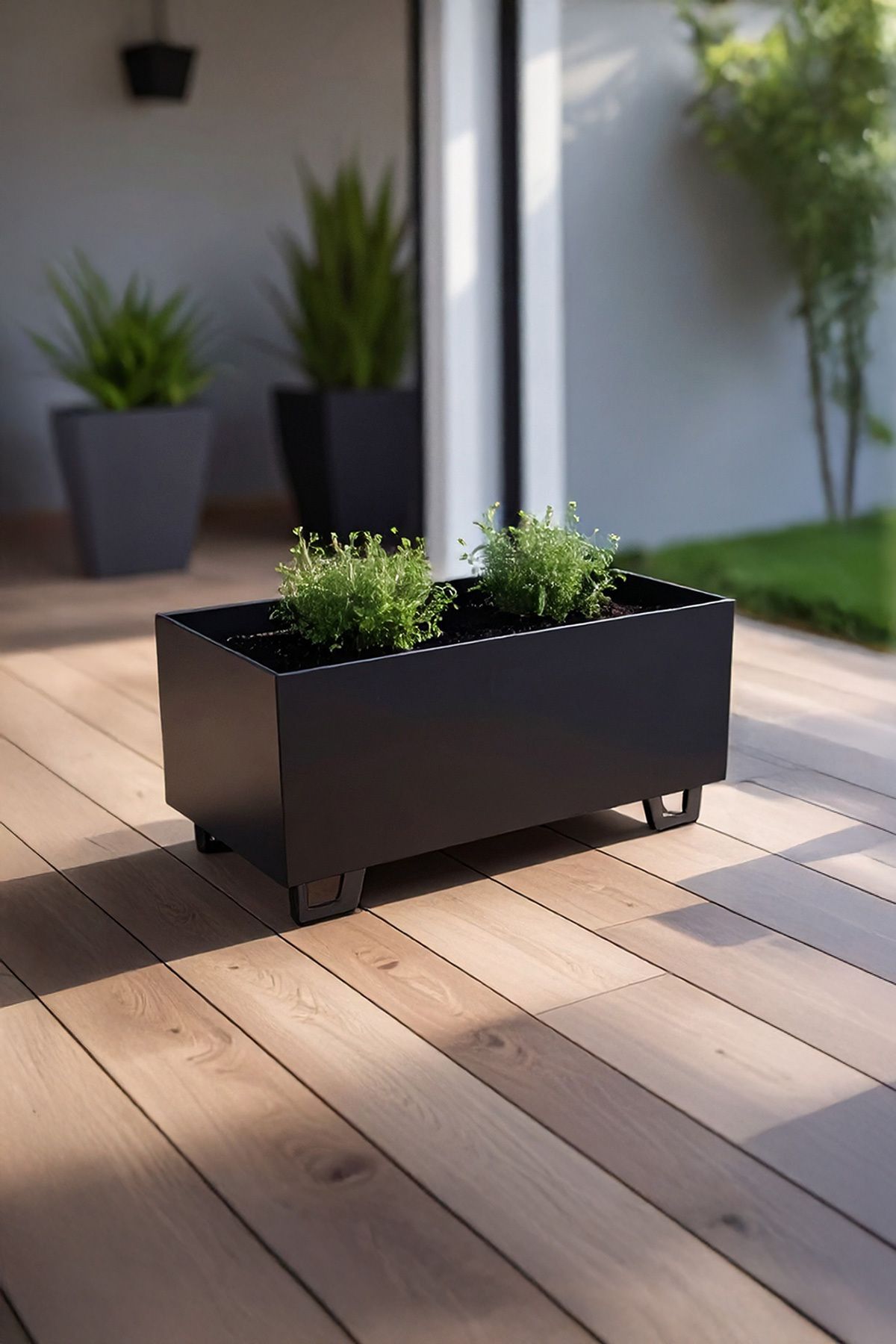 DEQQU Duracube Orta Boy Metal Saksı - 19x22x40cm (Kaynaklı & Hazır Kullanım)