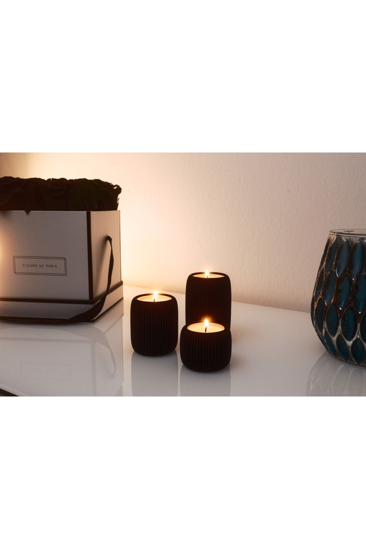 Lunera Accessories 3D Baskı 3’lü Modern Mumluk Seti